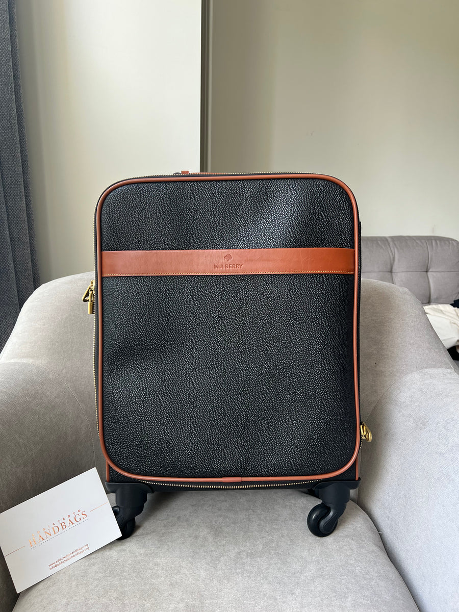 Mulberry Scotchgrain Four Wheel Trolley Suitcase (RRP £1095) Addicted