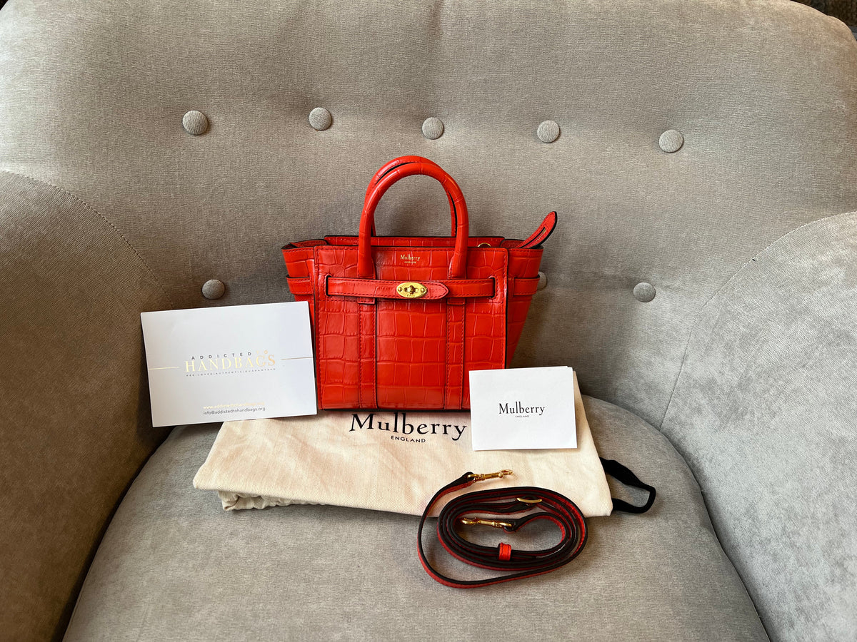 Mulberry Coral Croc Micro Zipped Bayswater (RRP £795)