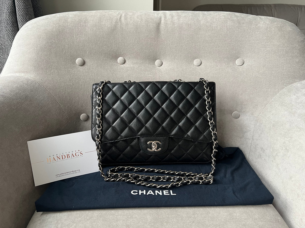 Chanel Jumbo Single Flap in Black Caviar Silver Hardware Addicted to Handbags