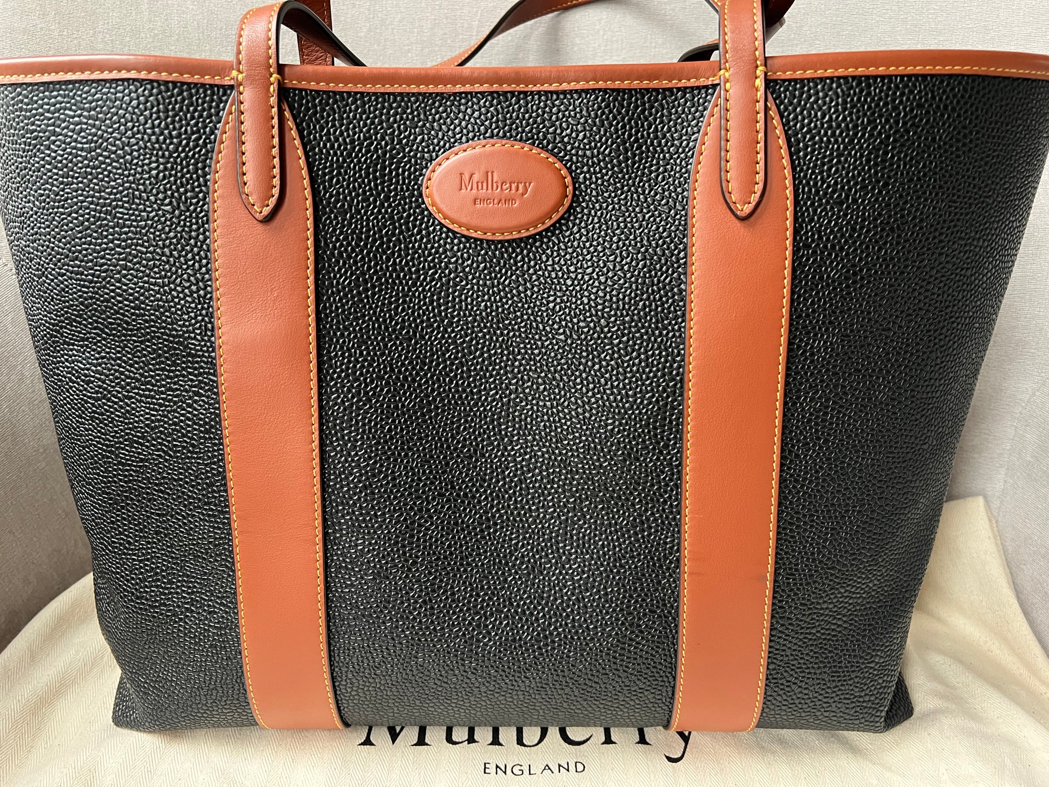 Mulberry Heritage Bayswater in Black and Cognac Scotchgrain RRP 850