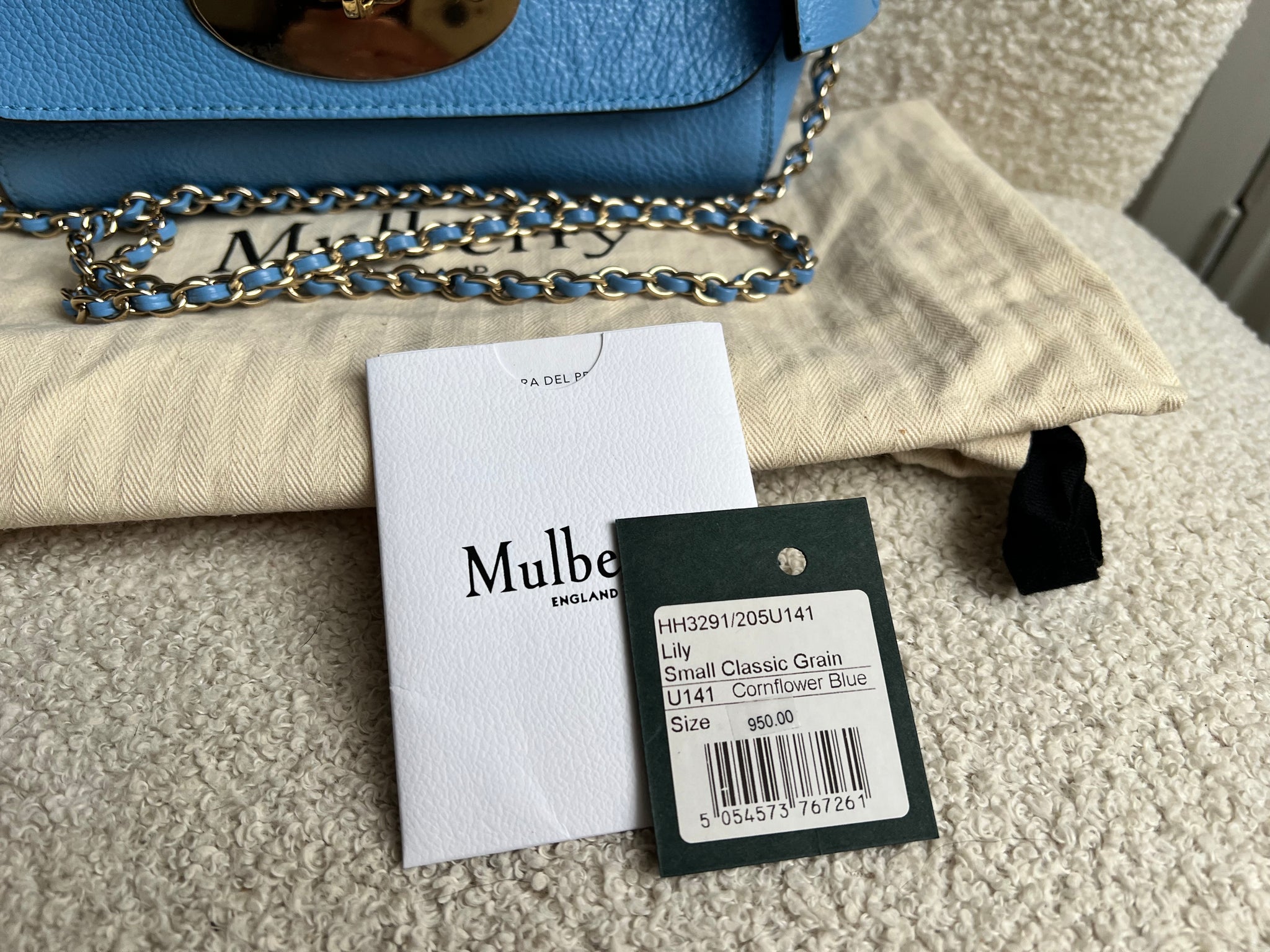 Mulberry Cornflower Blue Regular Lily with Gold Hardware (RRP £995