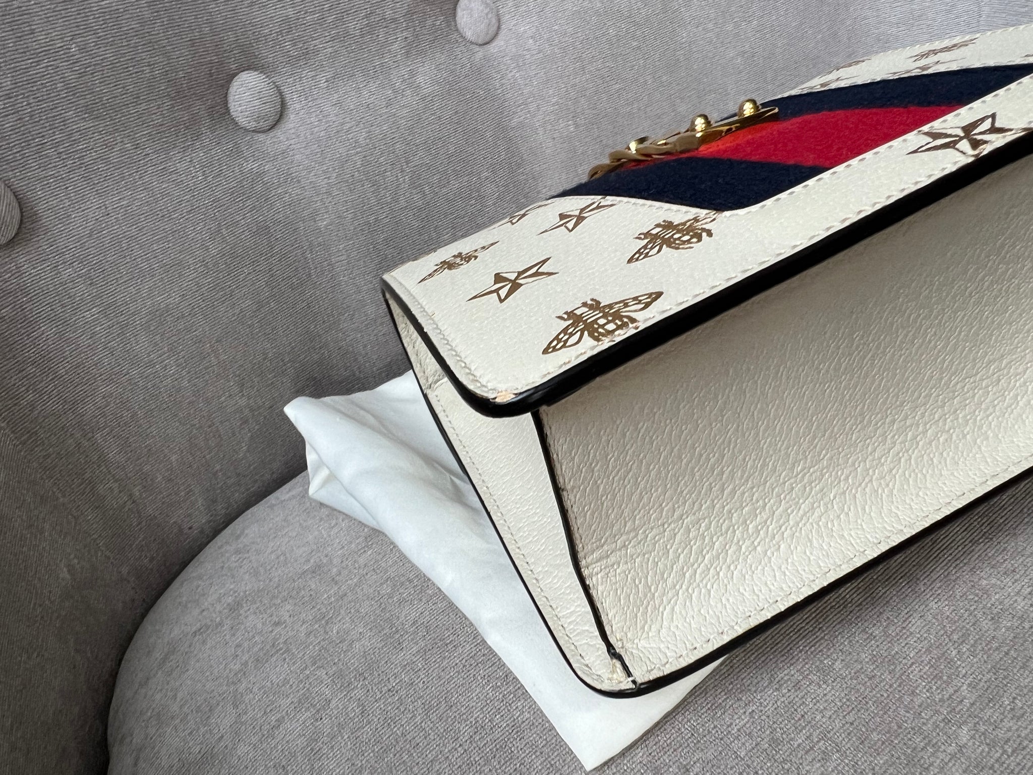 Gucci White Bee Star Sylvie Mini Bag RRP 1 890 Addicted to Handbags