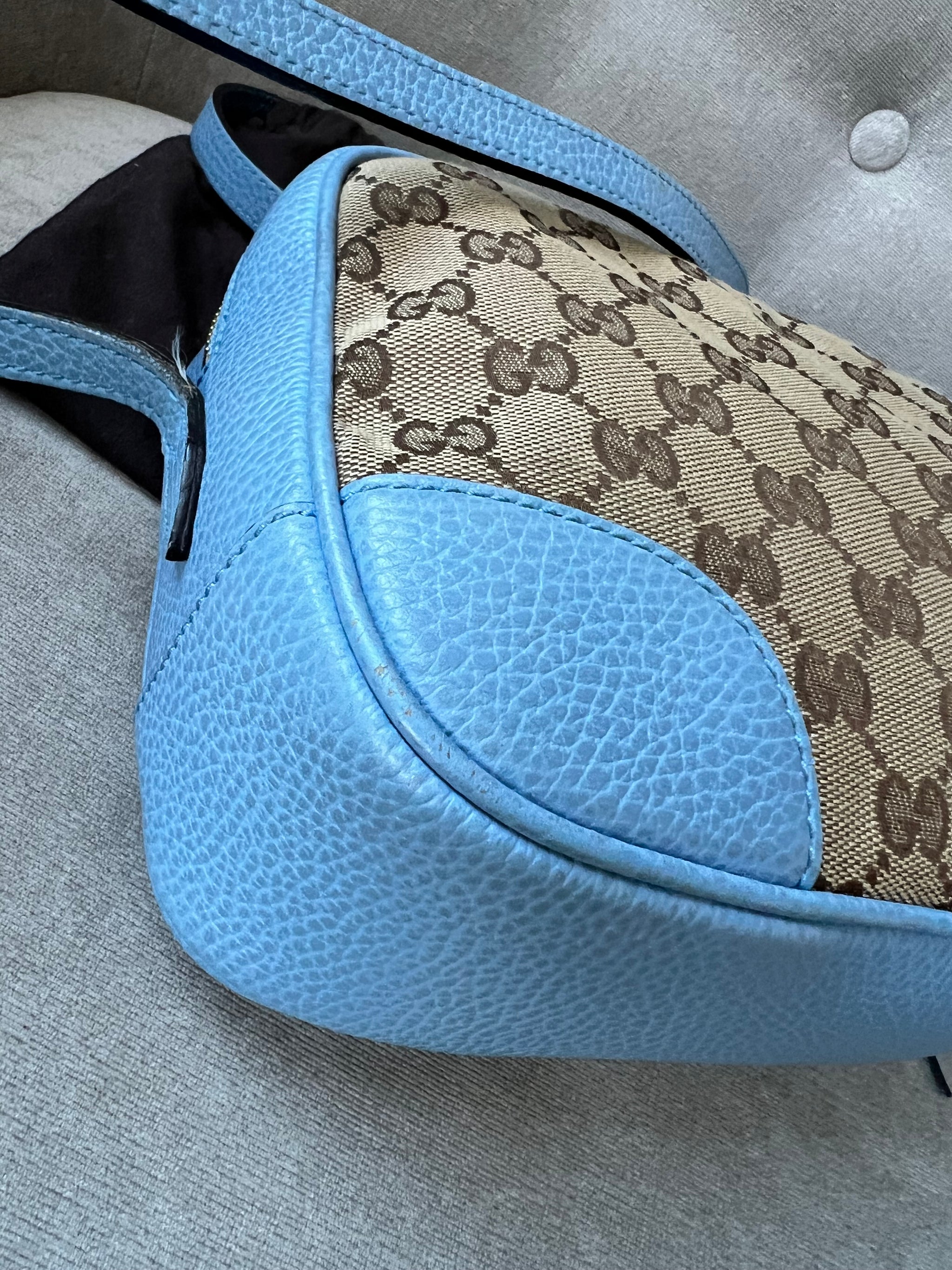 Gucci Bree GG Canvas Light Blue Mini Messenger Bag Addicted to Handbags