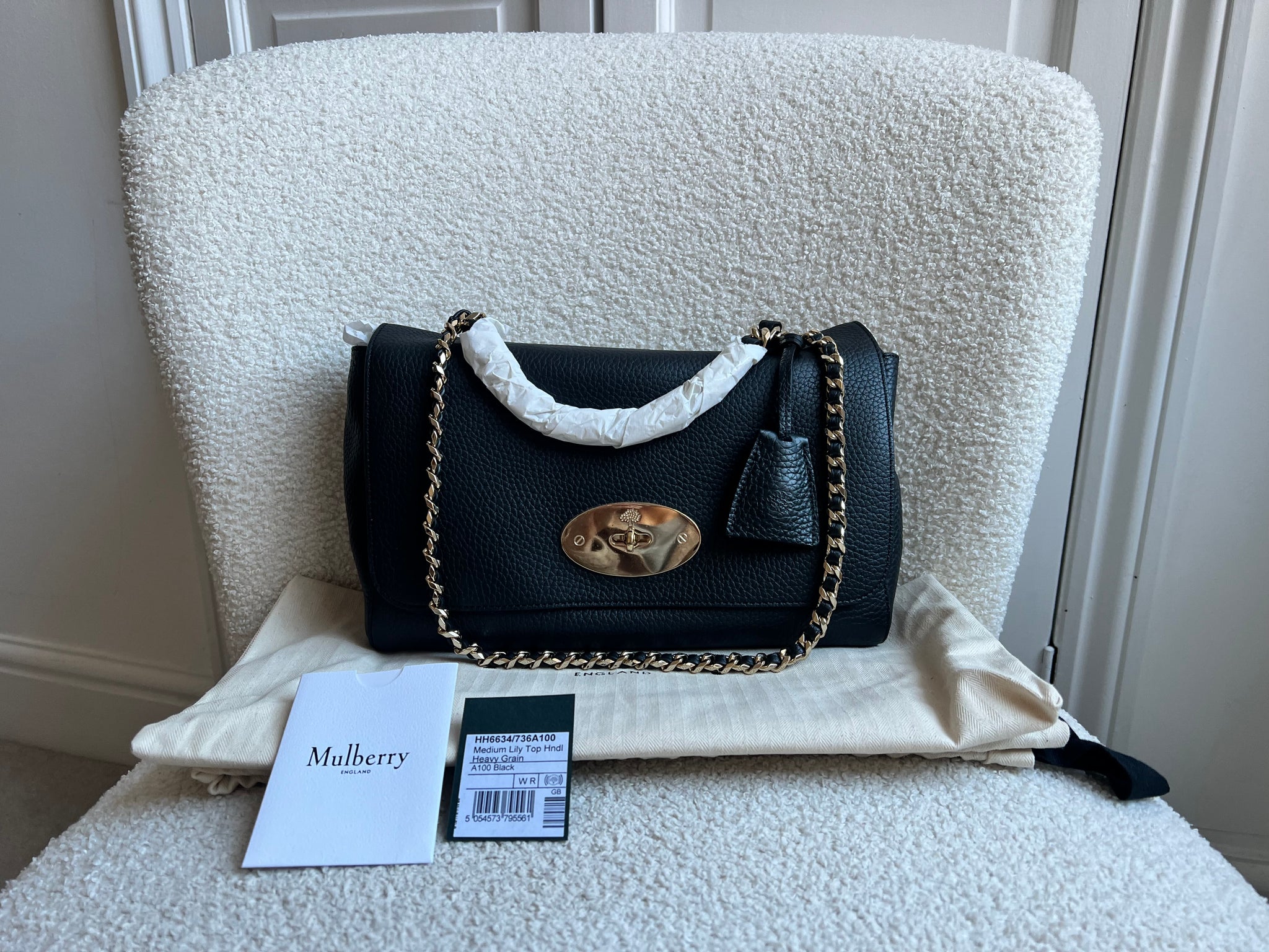 Grey Medium Top Handle Lily Mulberry Black Medium Top Handle Lily