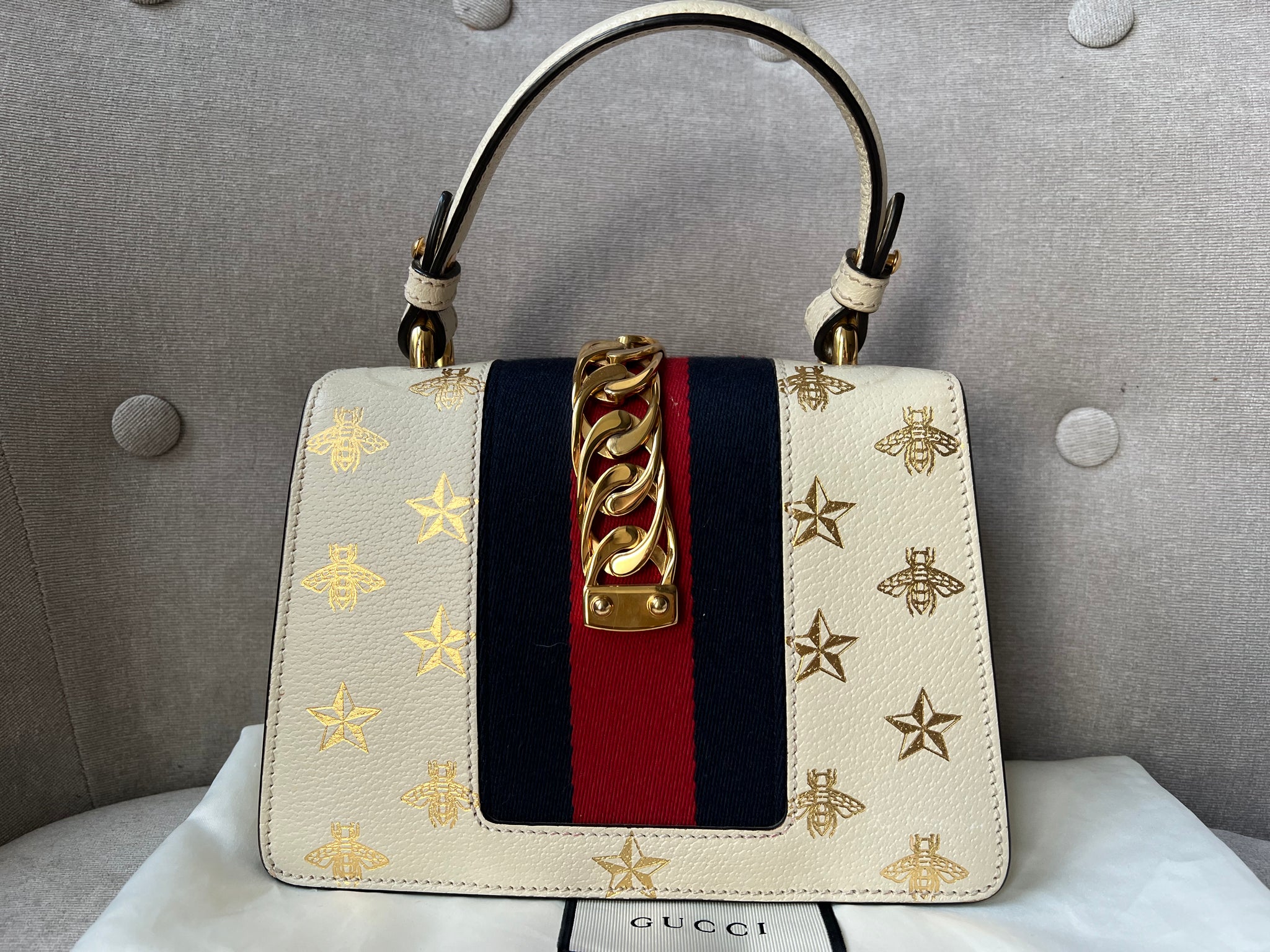 Gucci White Bee Star Sylvie Mini Bag RRP 1 890 Addicted to Handbags