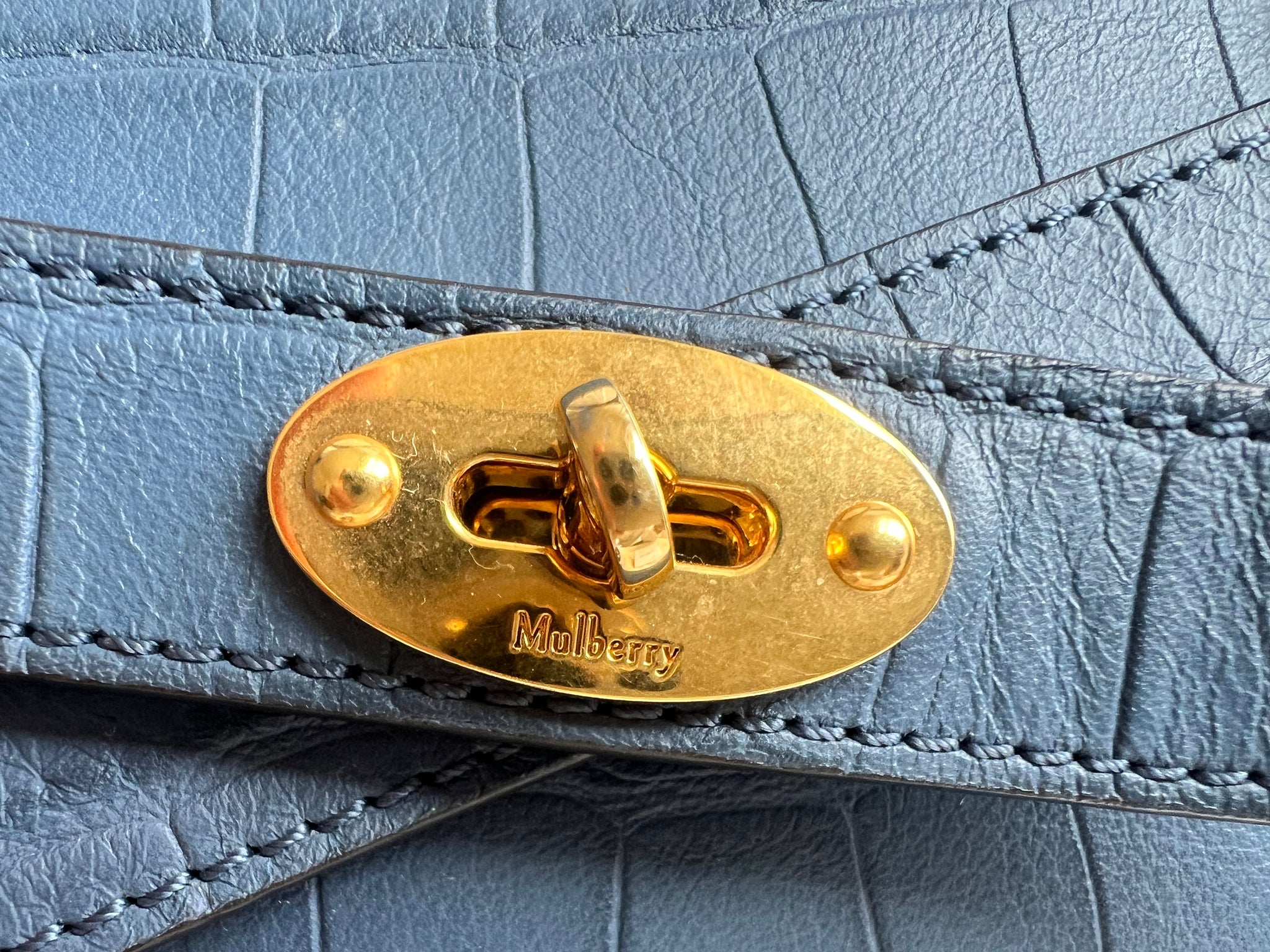 Mulberry Pale Navy Matte Croc Small Zipped Bayswater (RRP £1,350