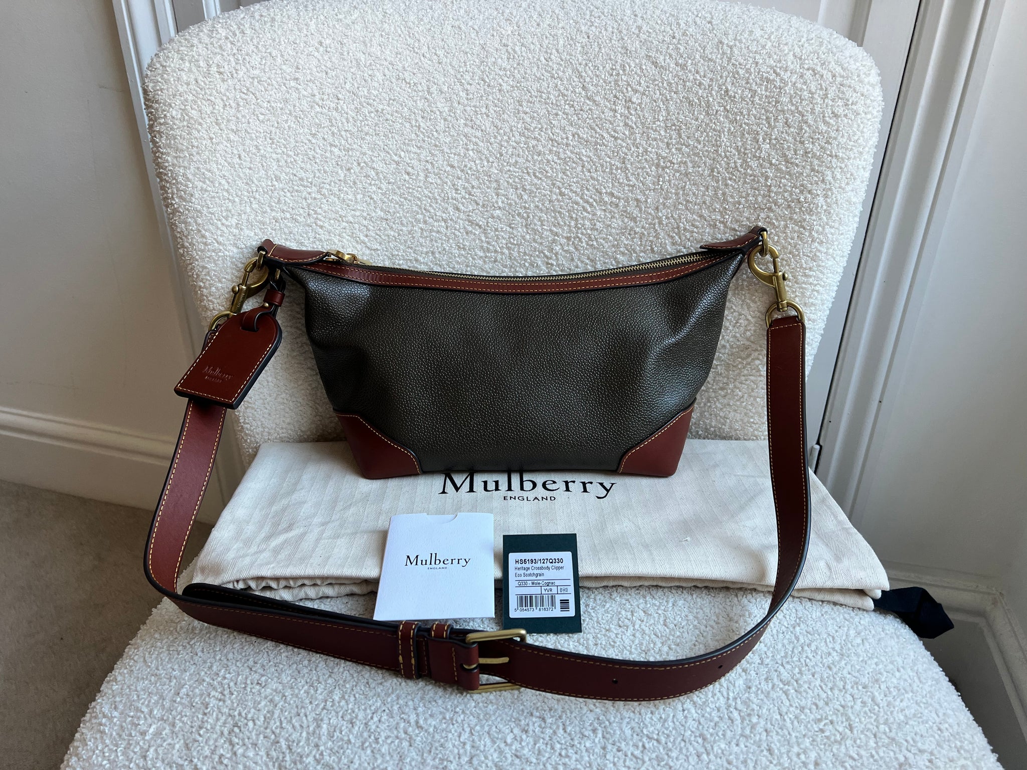 Mulberry Heritage Crossbody Clipper Eco Cognac Scotchgrain 