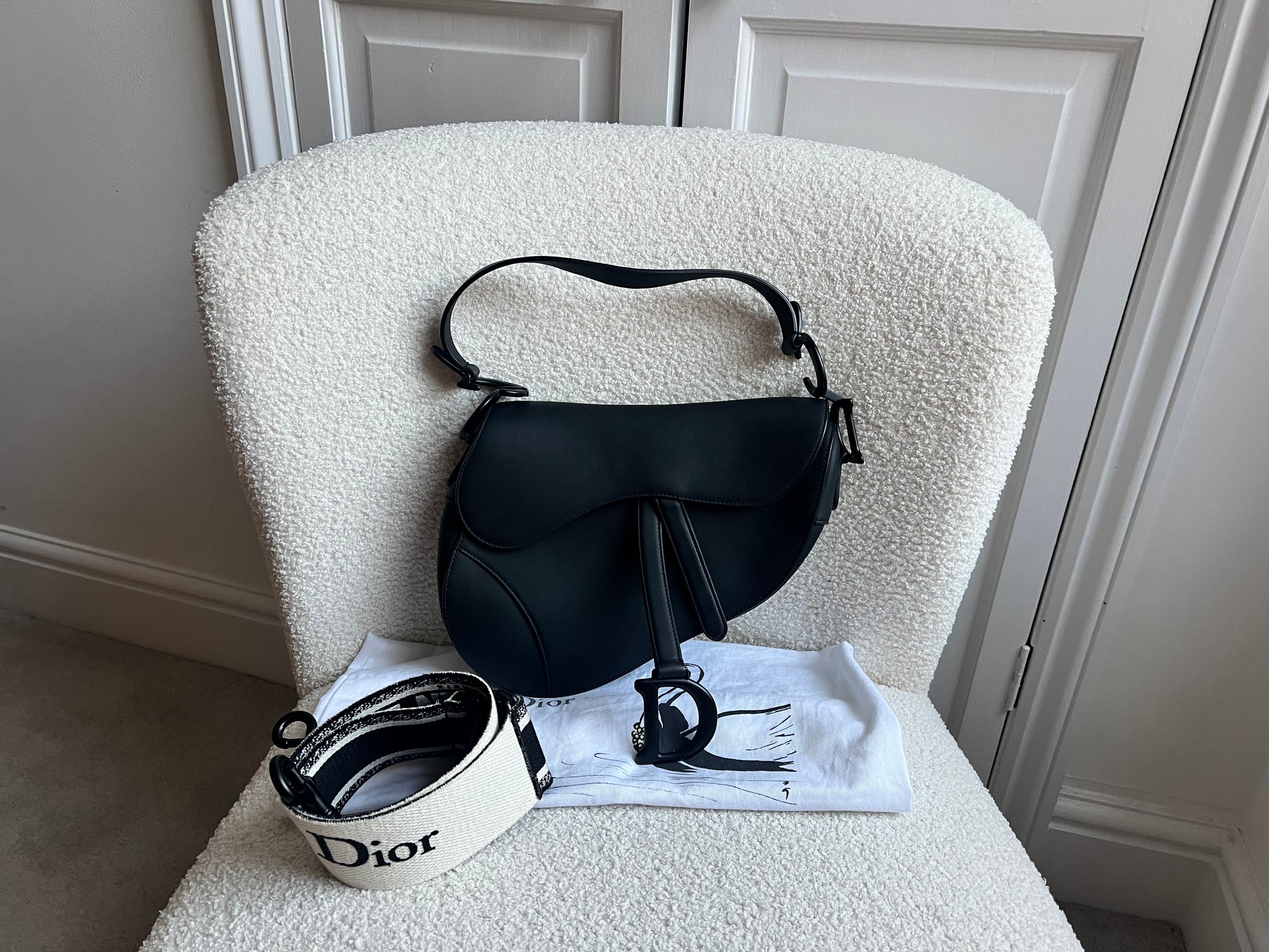 Christian Dior Black Ultra Matte Saddle Bag with Strap – Addicted