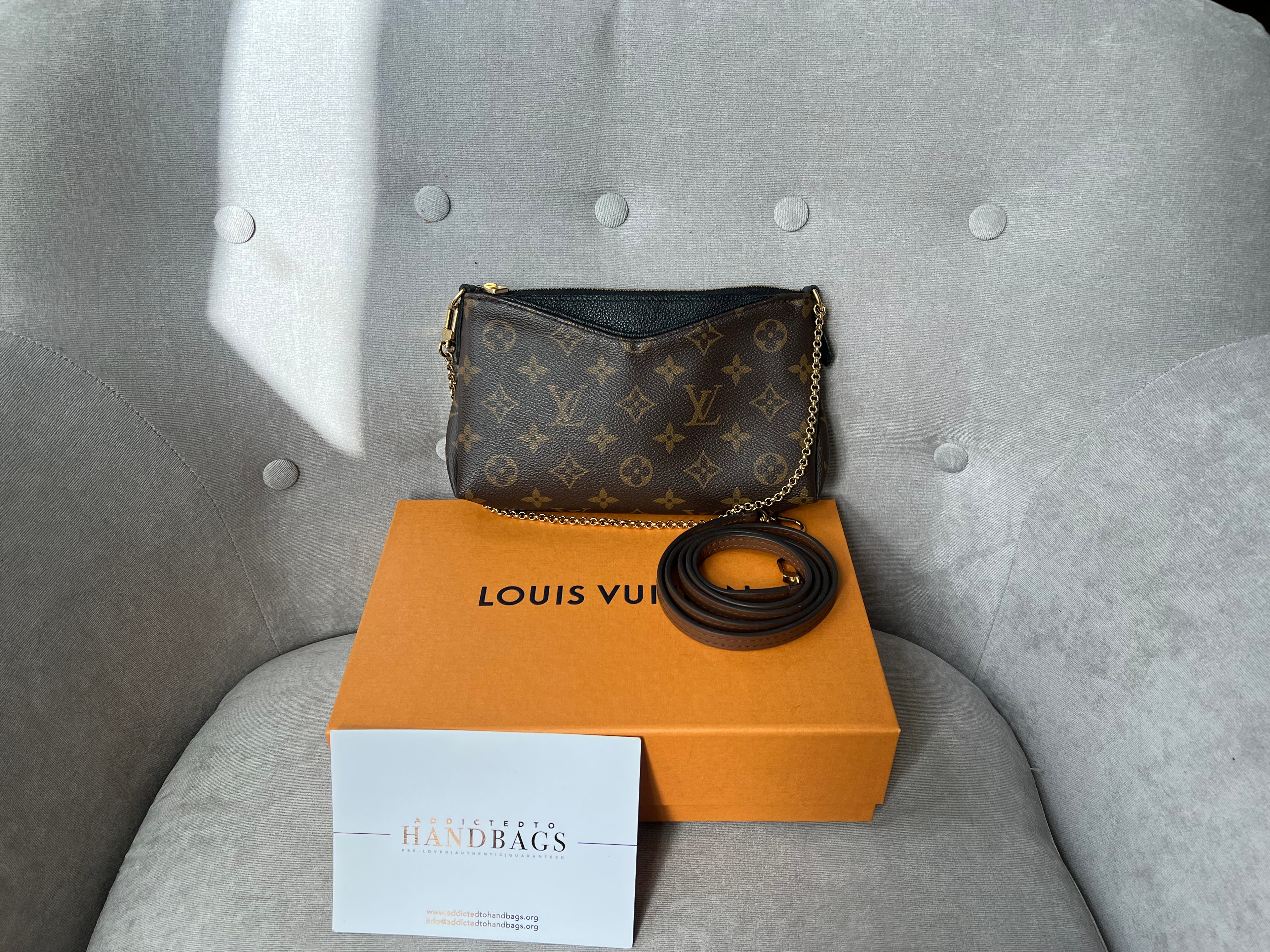 Louis Vuitton Black and Monogram Pallas Pochette – Addicted to