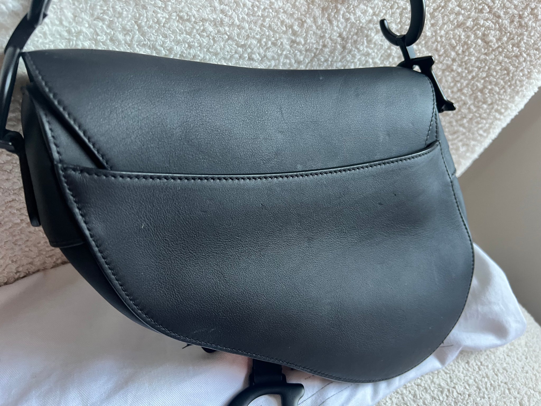 Christian Dior Black Ultra Matte Saddle Bag with Strap – Addicted