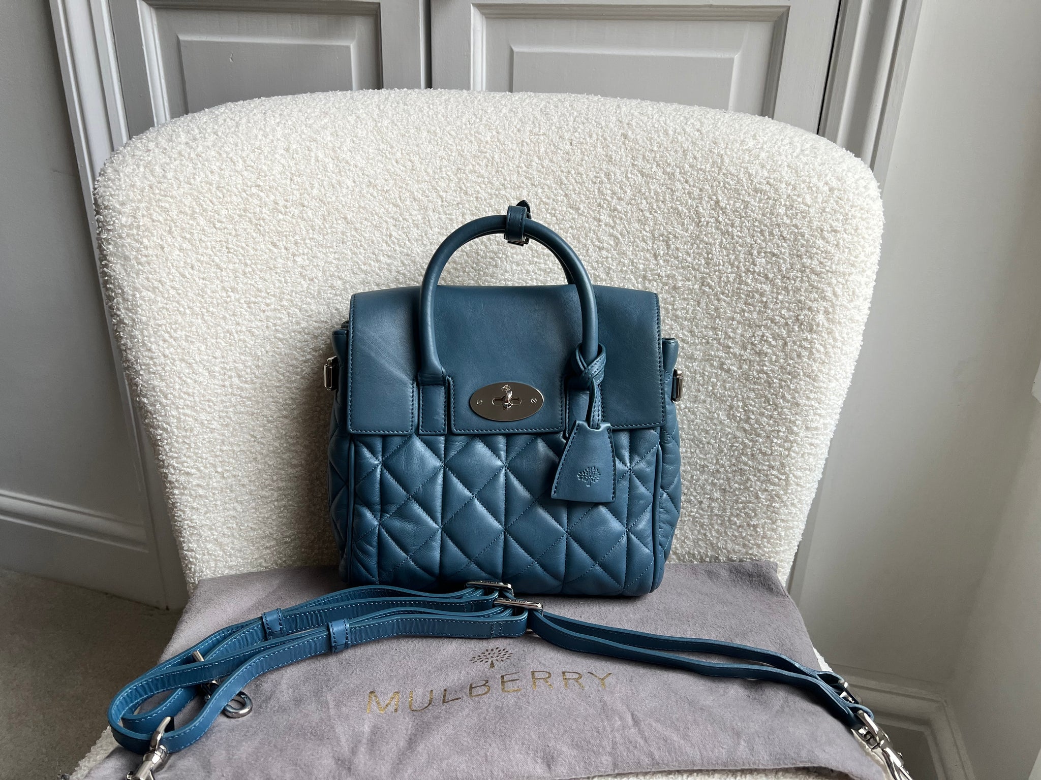 Mulberry Steel Blue Mini Quilted Cara Backpack RRP 995 Addicted to Handbags