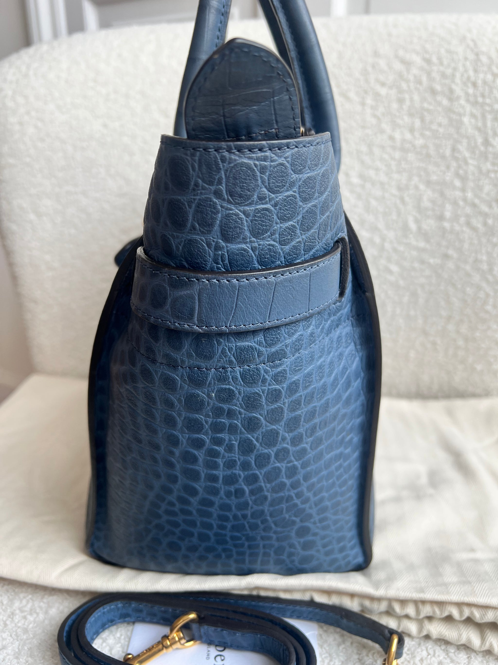 Mulberry Pale Navy Matte Croc Small Zipped Bayswater (RRP £1,350