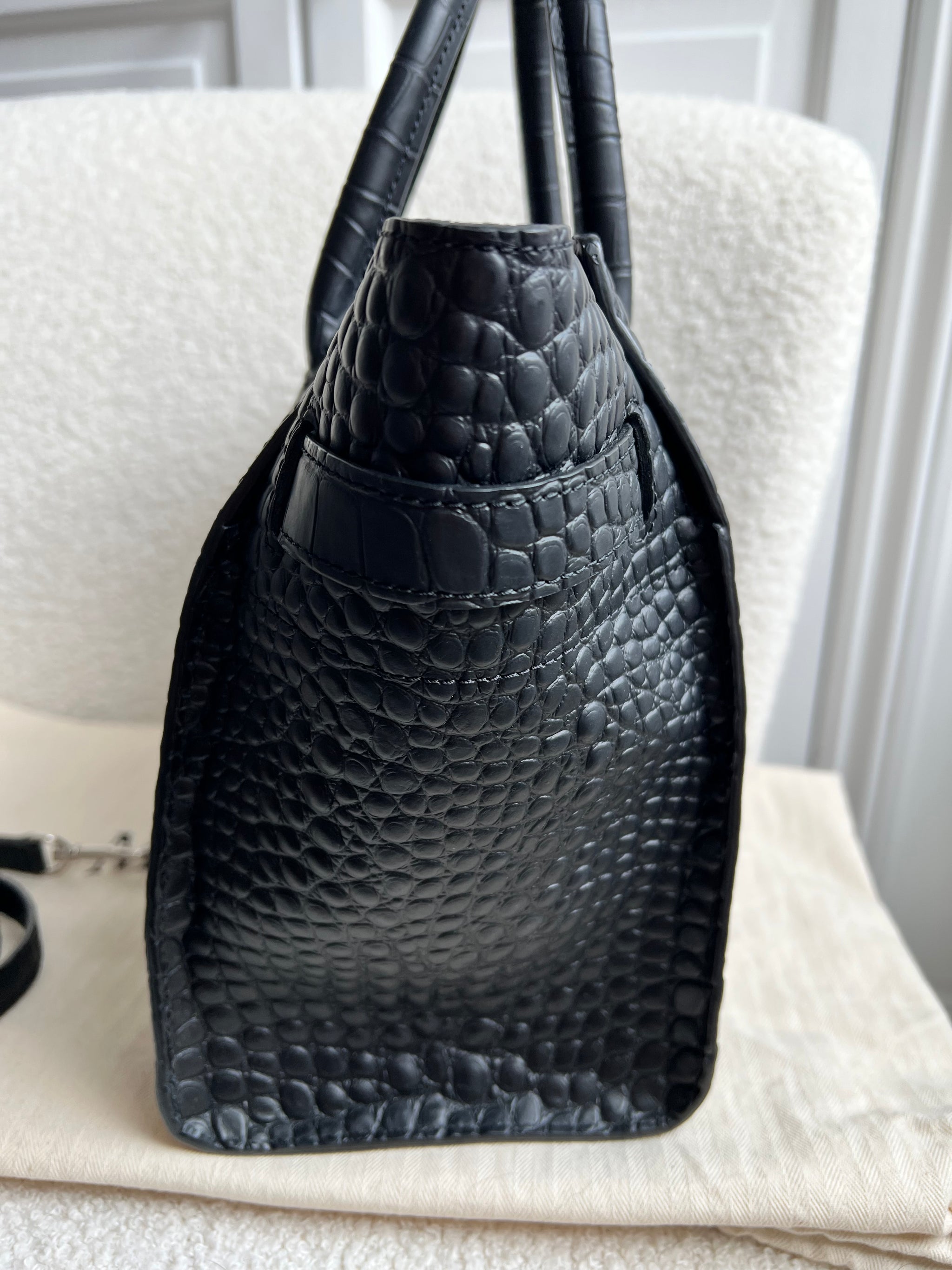 Mulberry Black Matte Croc Small Zipped Bayswater (RRP £1,350
