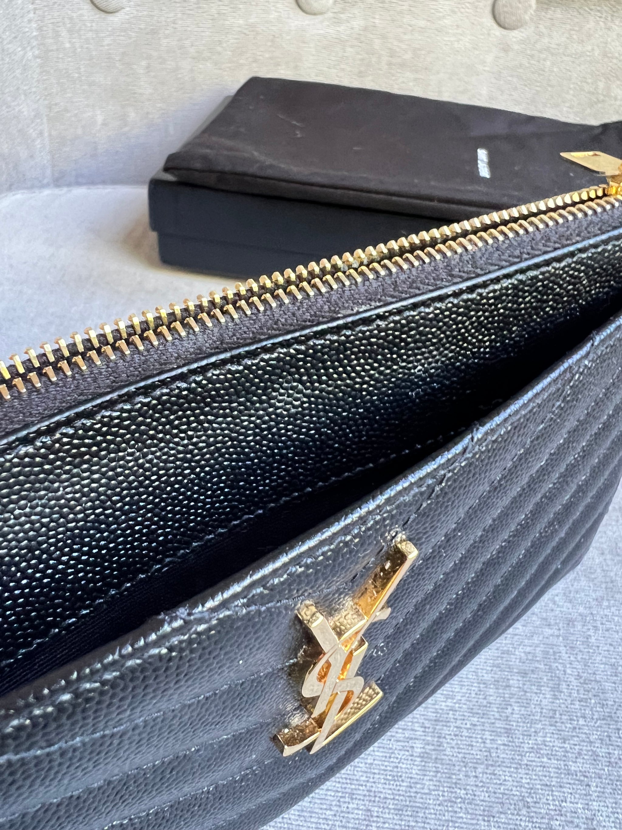 Yves Saint Laurent (YSL) Black Cassandra Zip Pouch (RRP £365