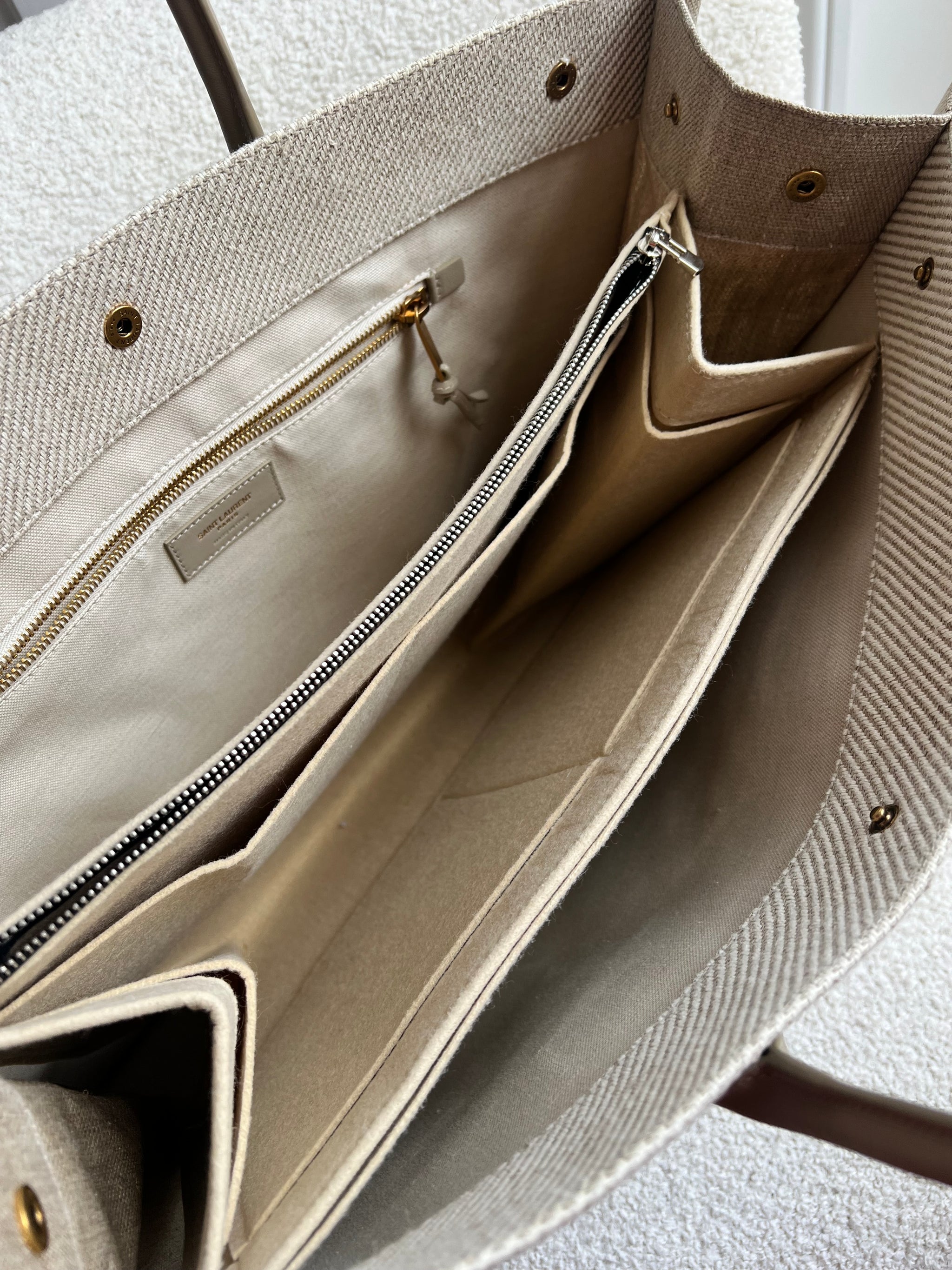 Yves Saint Laurent Large Rive Gauche in Canvas and Printed Leather