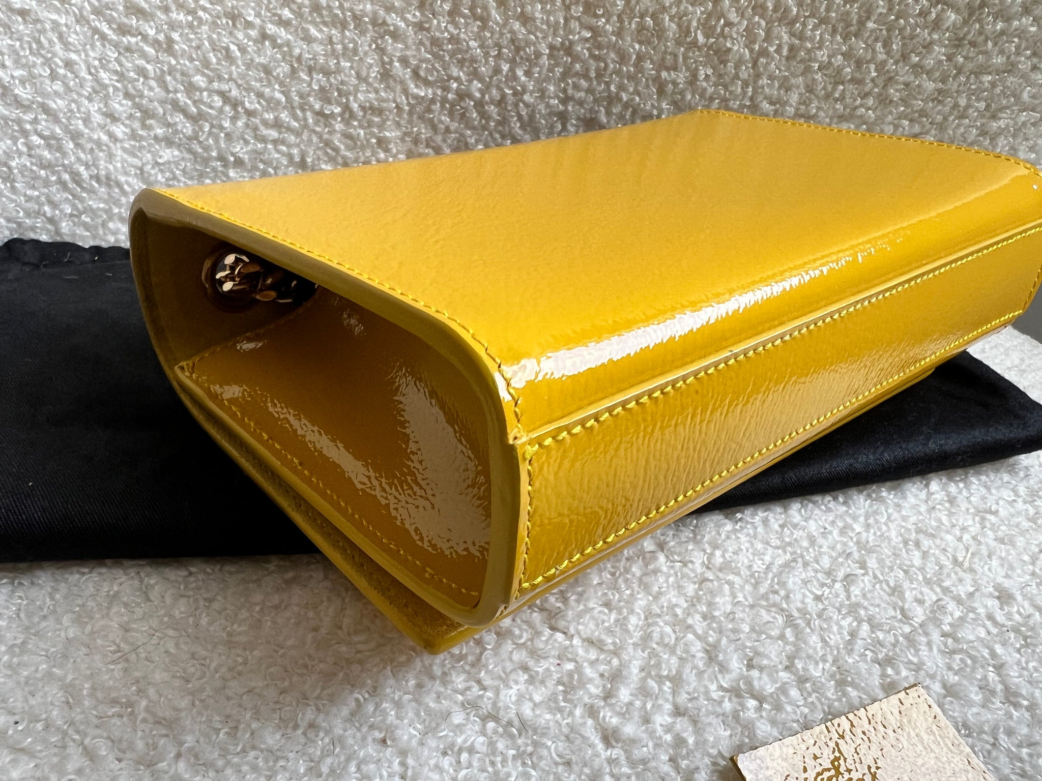 Yves Saint Laurent (YSL) Small Kate Yellow Patent with Gold