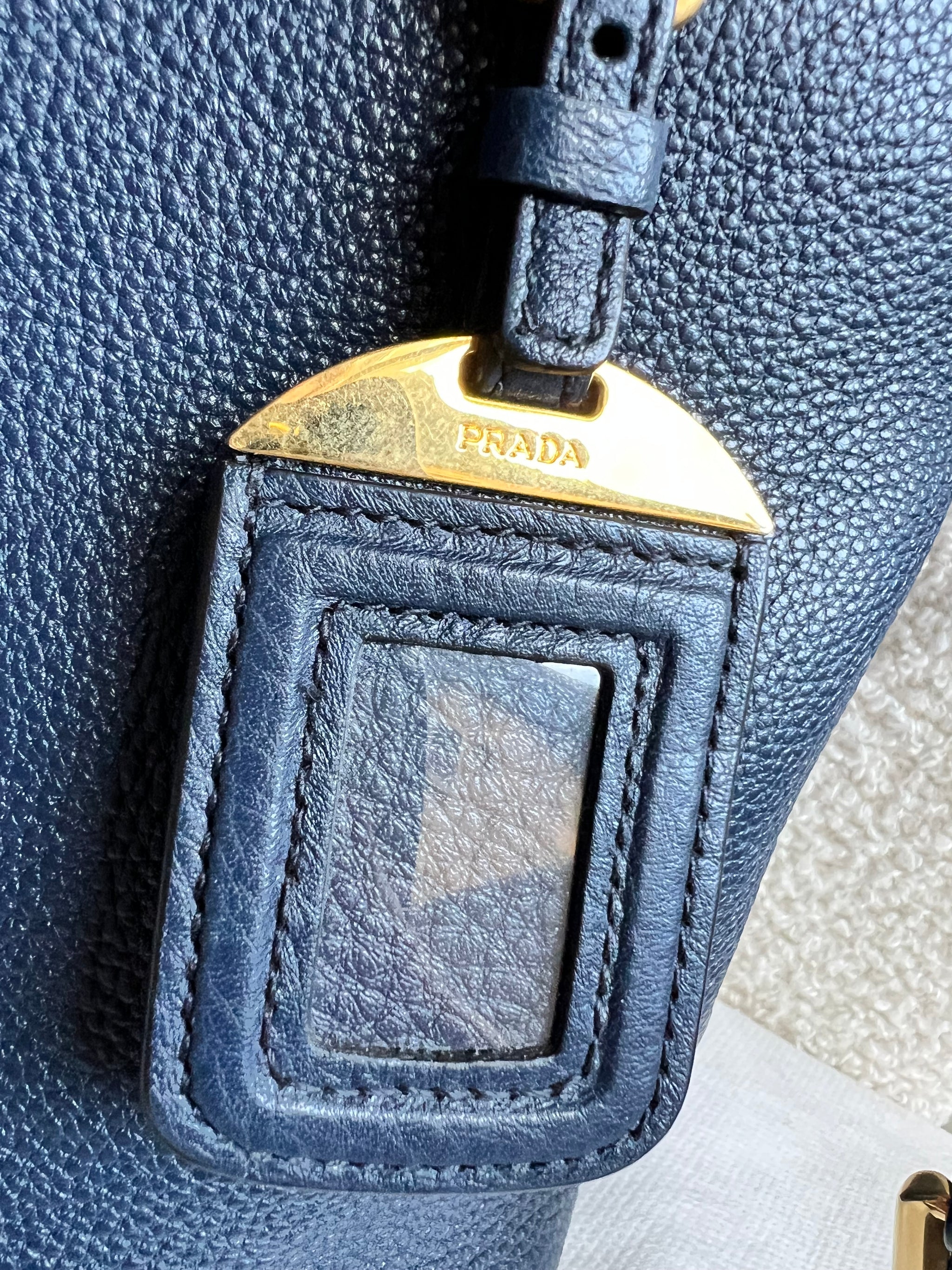Prada Blue Vitello Daino Two Way Tote – Addicted to Handbags