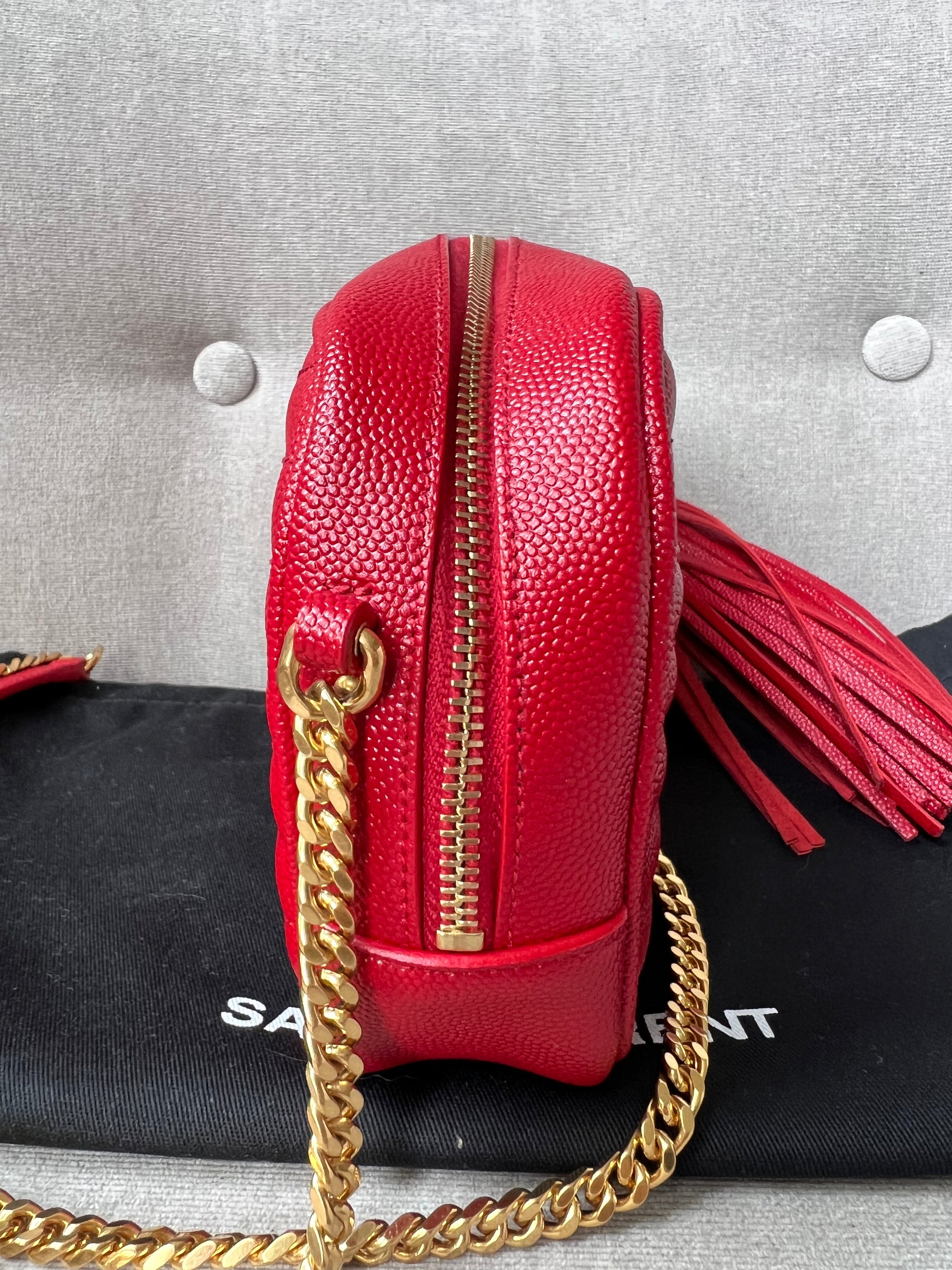 Yves Saint Laurent YSL Red Mini Lou Camera Bag RRP 1160 Addicted to Handbags