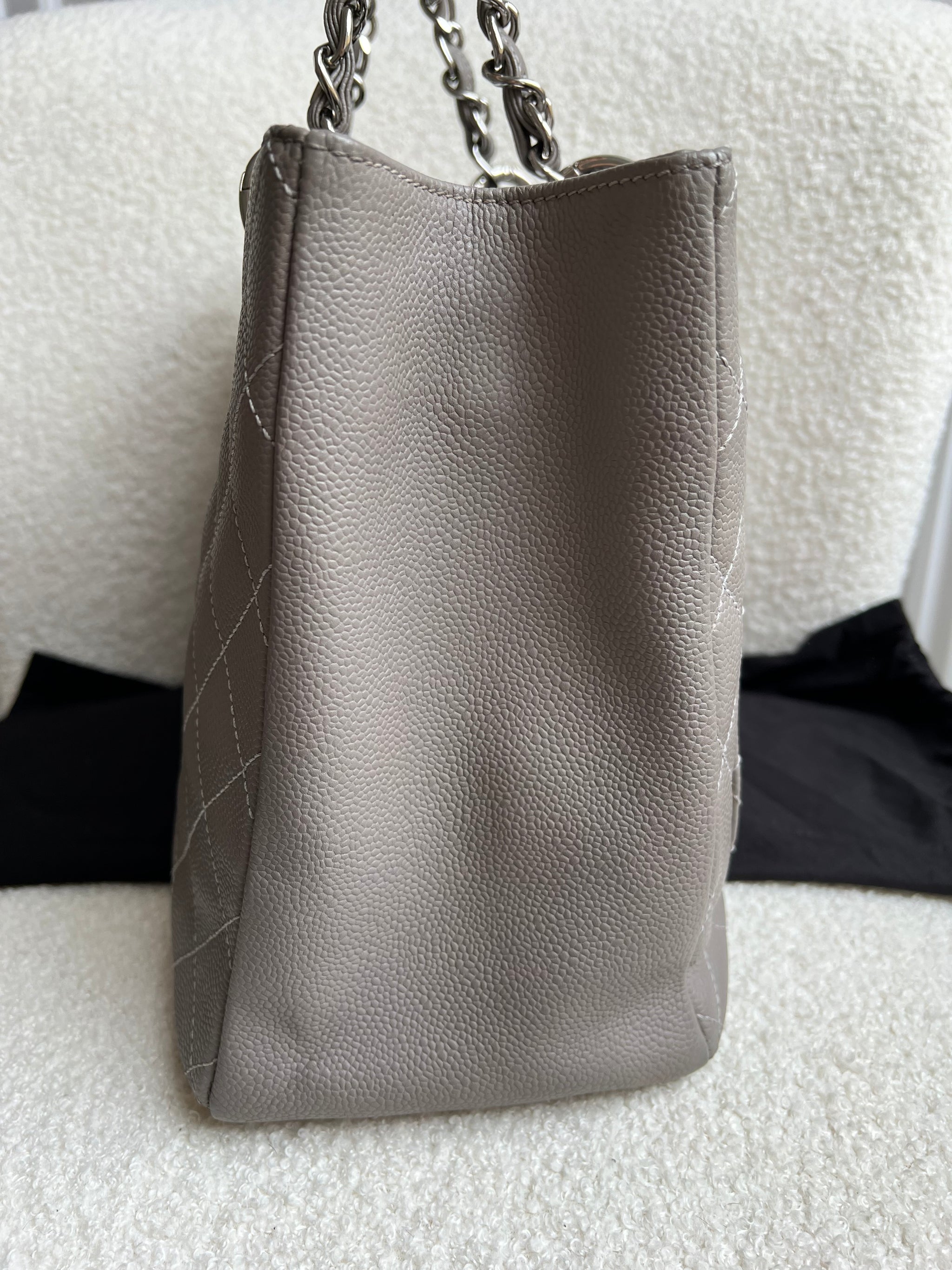Chanel Grey Caviar Grand Shopper Tote (GST) Silver Hardware 