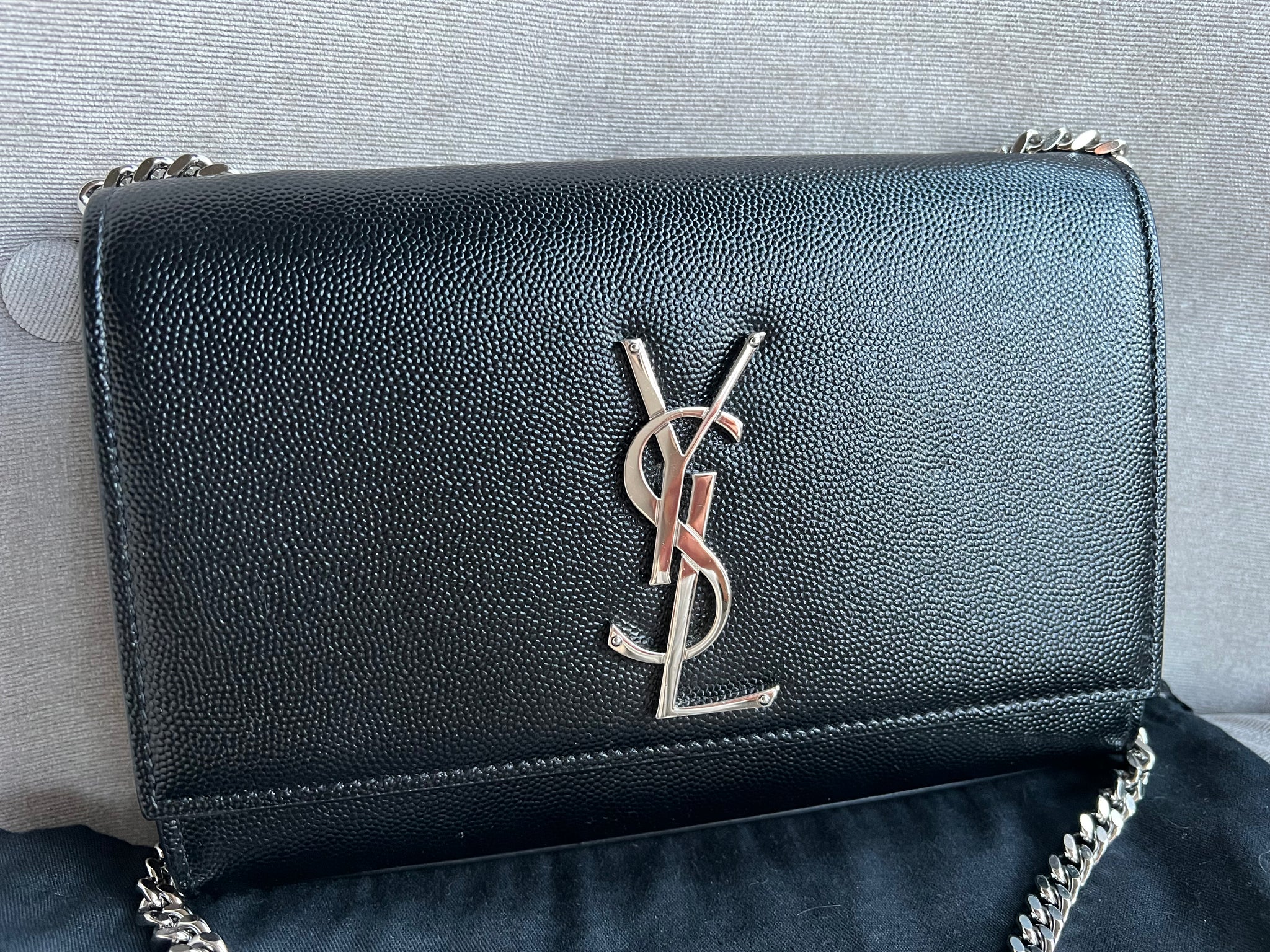 Yves Saint Laurent YSL Black Small Kate with Silver Hardware RRP 1 Addicted to Handbags
