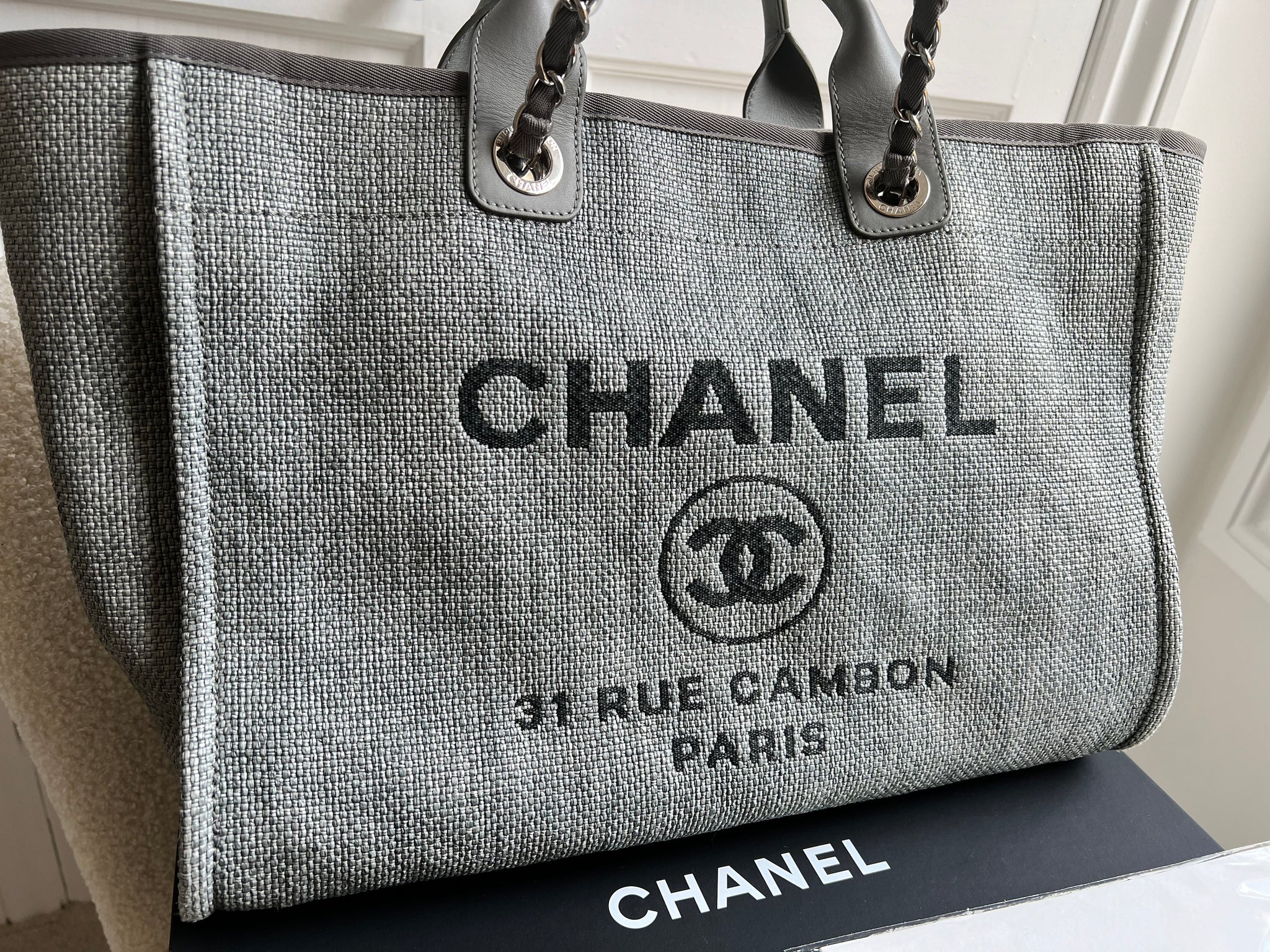 Chanel Large Grey Canvas Deauville RRP 3500