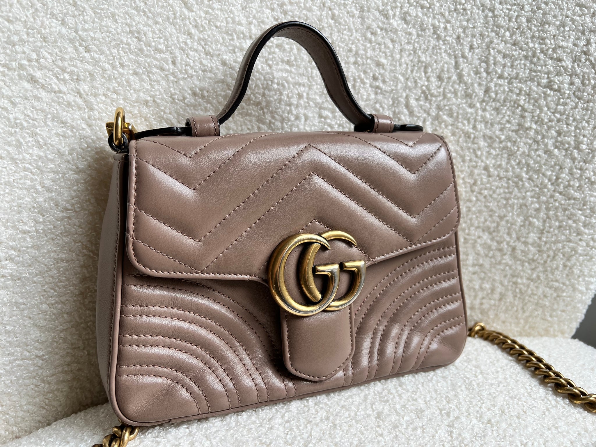 Gucci GG Dusty Pink Marmont Mini Top Handle Bag (RRP £1,890