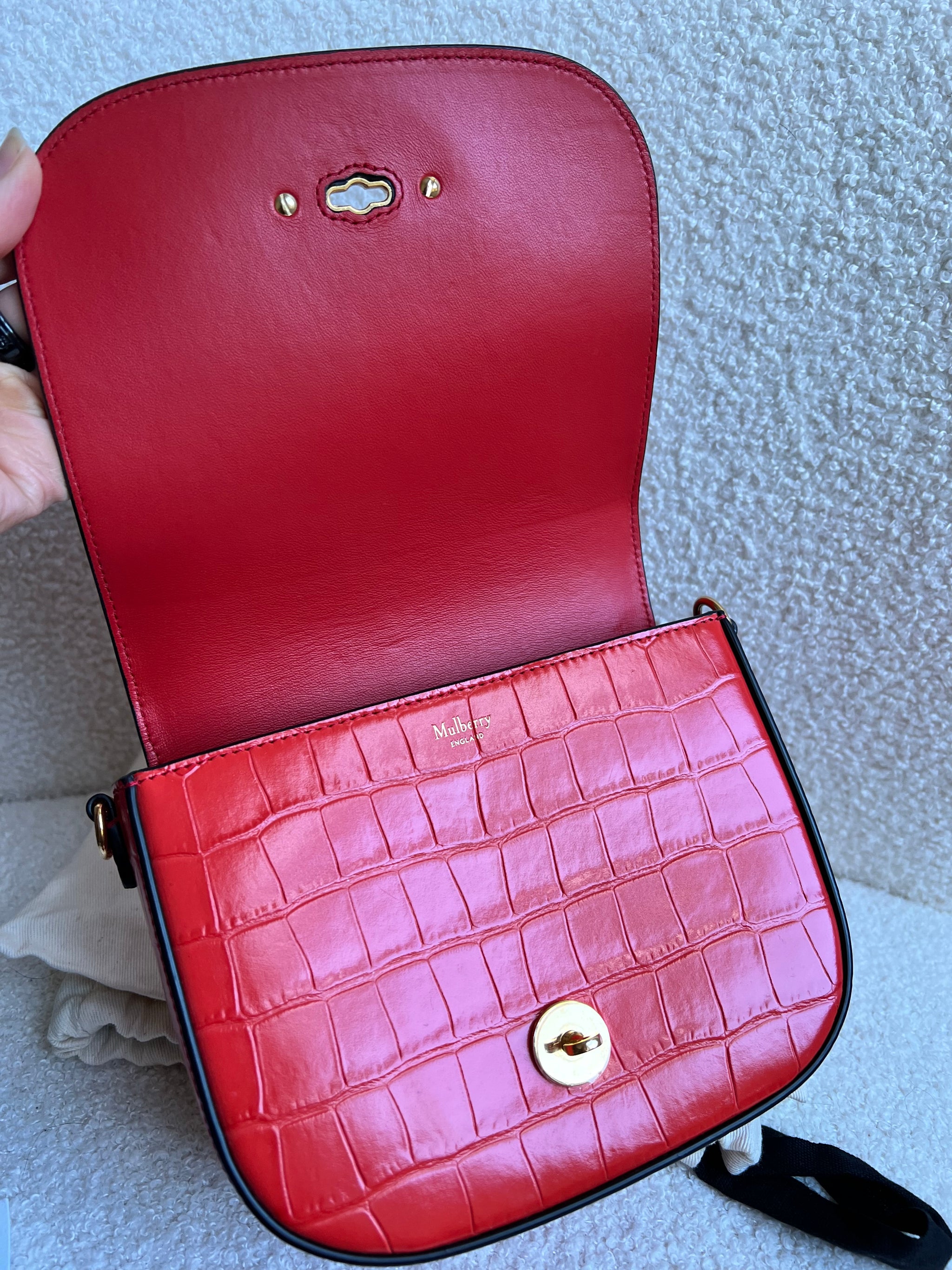 Mulberry Red Croc Small Darley Satchel RRP 599 Addicted to Handbags