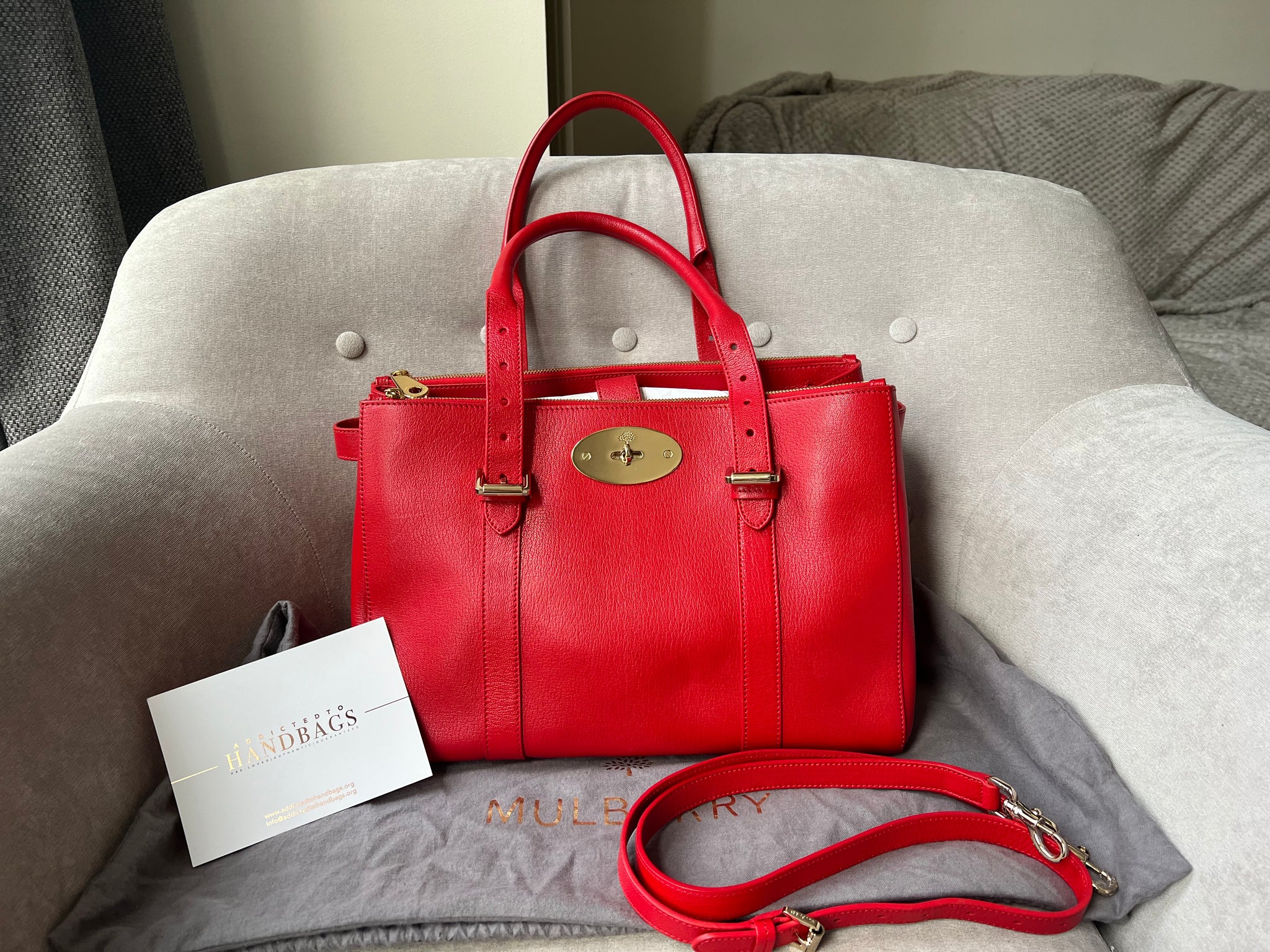 Mulberry Red Double Zip Bayswater Tote 1500 Addicted to Handbags