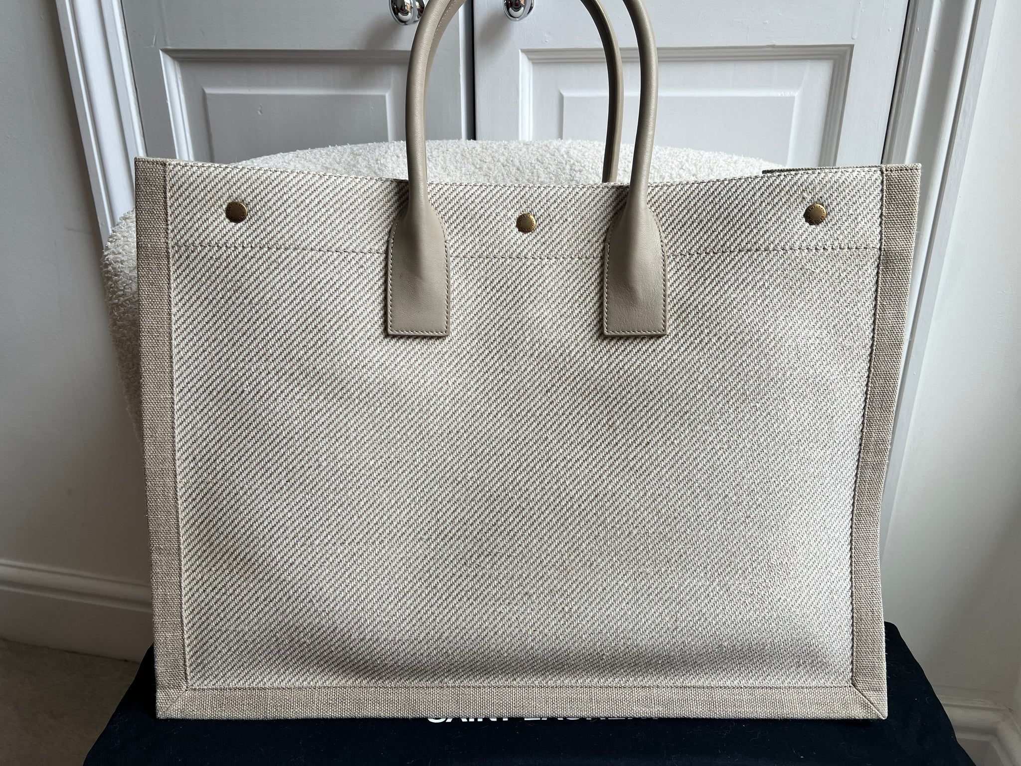 Yves Saint Laurent Large Rive Gauche in Canvas and Printed Leather