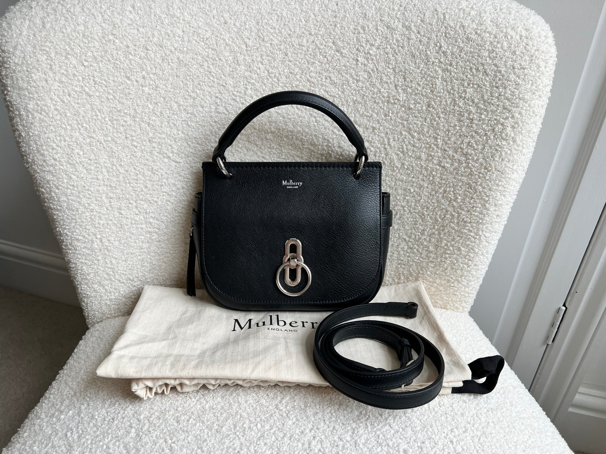 Mulberry Small Black Zip Amberley Satchel