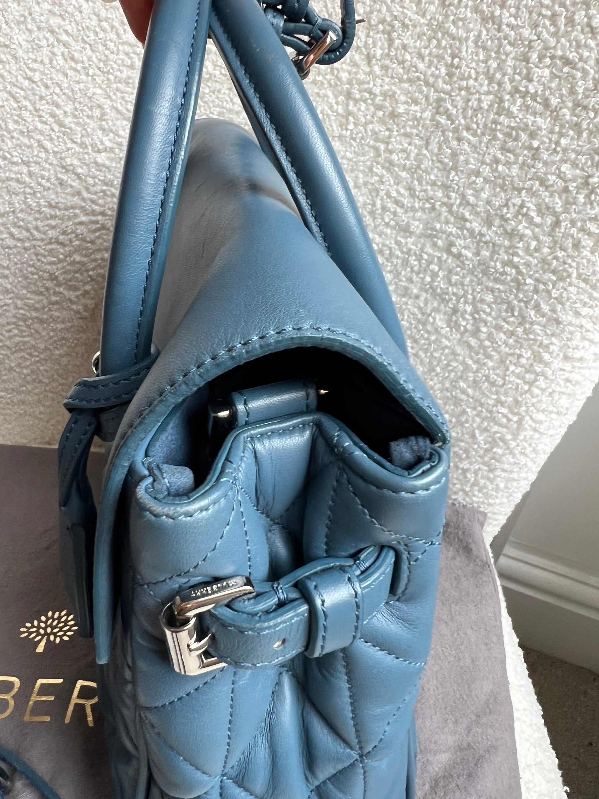 Mulberry Steel Blue Mini Quilted Cara Backpack (RRP £995