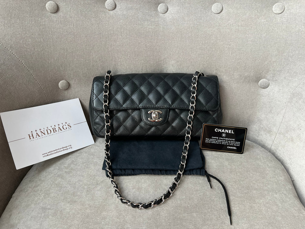 Chanel East West Flap in Black Caviar Silver Hardware – Addicted