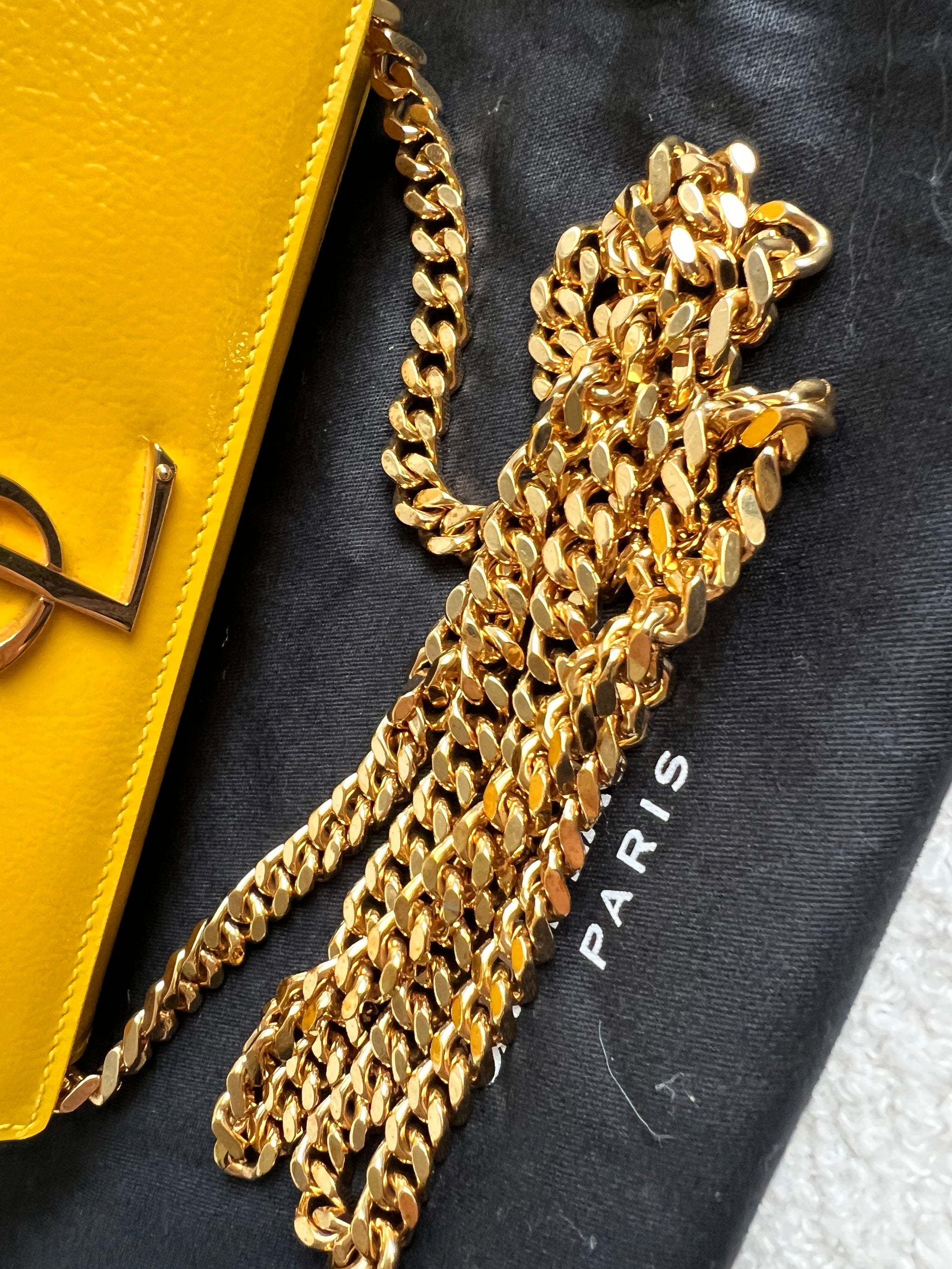 Yves Saint Laurent (YSL) Small Kate Yellow Patent with Gold