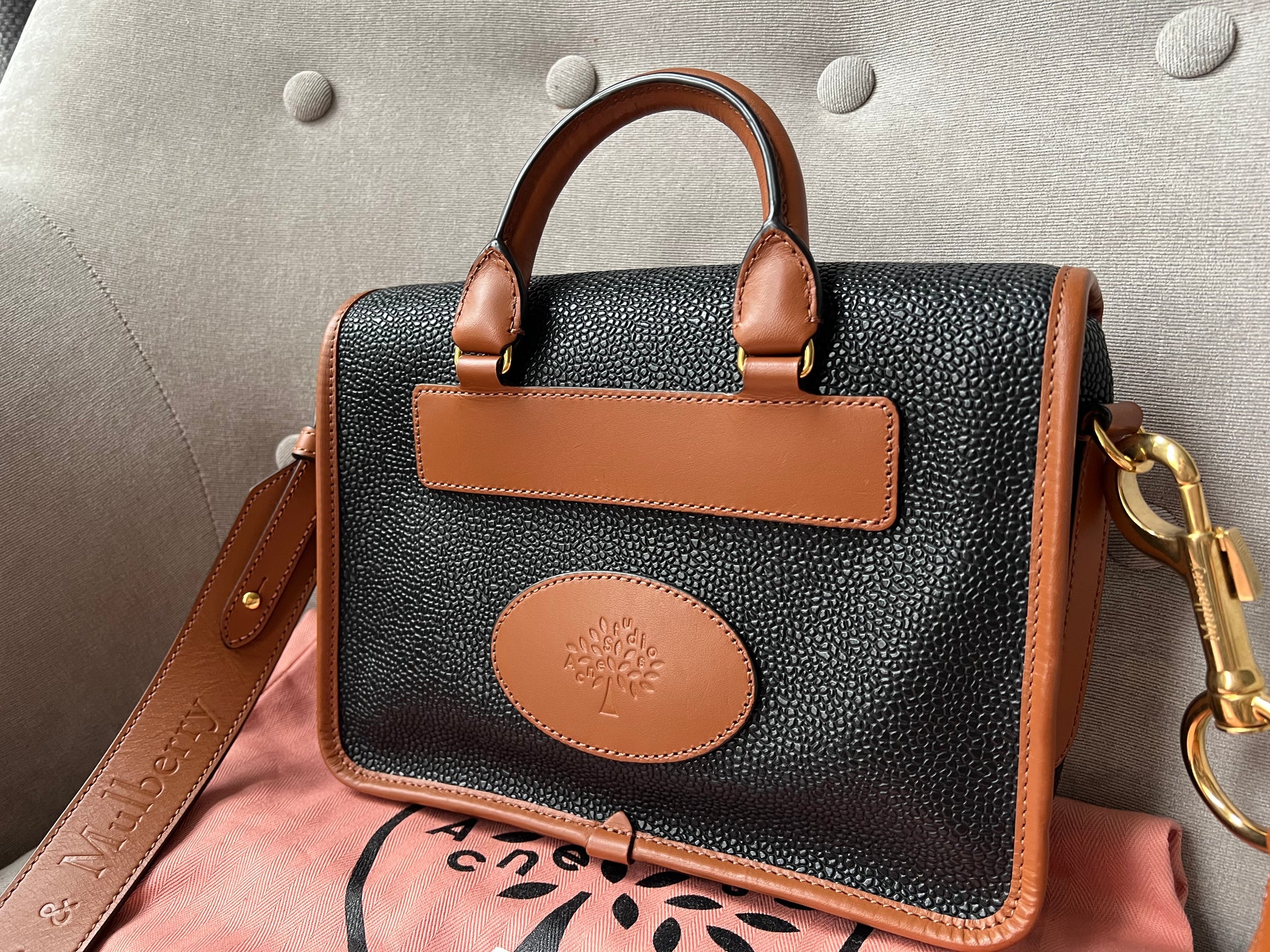 Mulberry & Acne Studios Messenger in Black Scotchgrain and Tan – Addicted  to Handbags