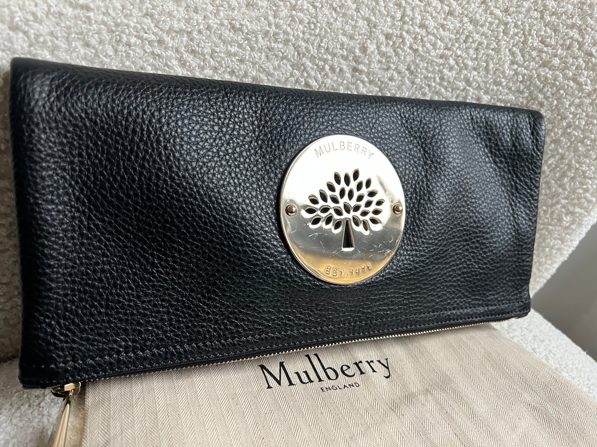MULBERRY マルベリー クラッチバッグ Daria ダリア カーフレザー Mulberry Black Daria Clutch (RRP £550) – Addicted to Handbags