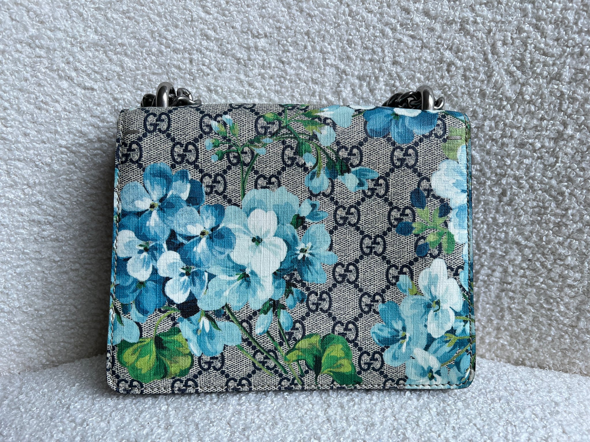 Gucci Blue Floral Bag Gucci Blue Floral Embroidered Denim Marmont