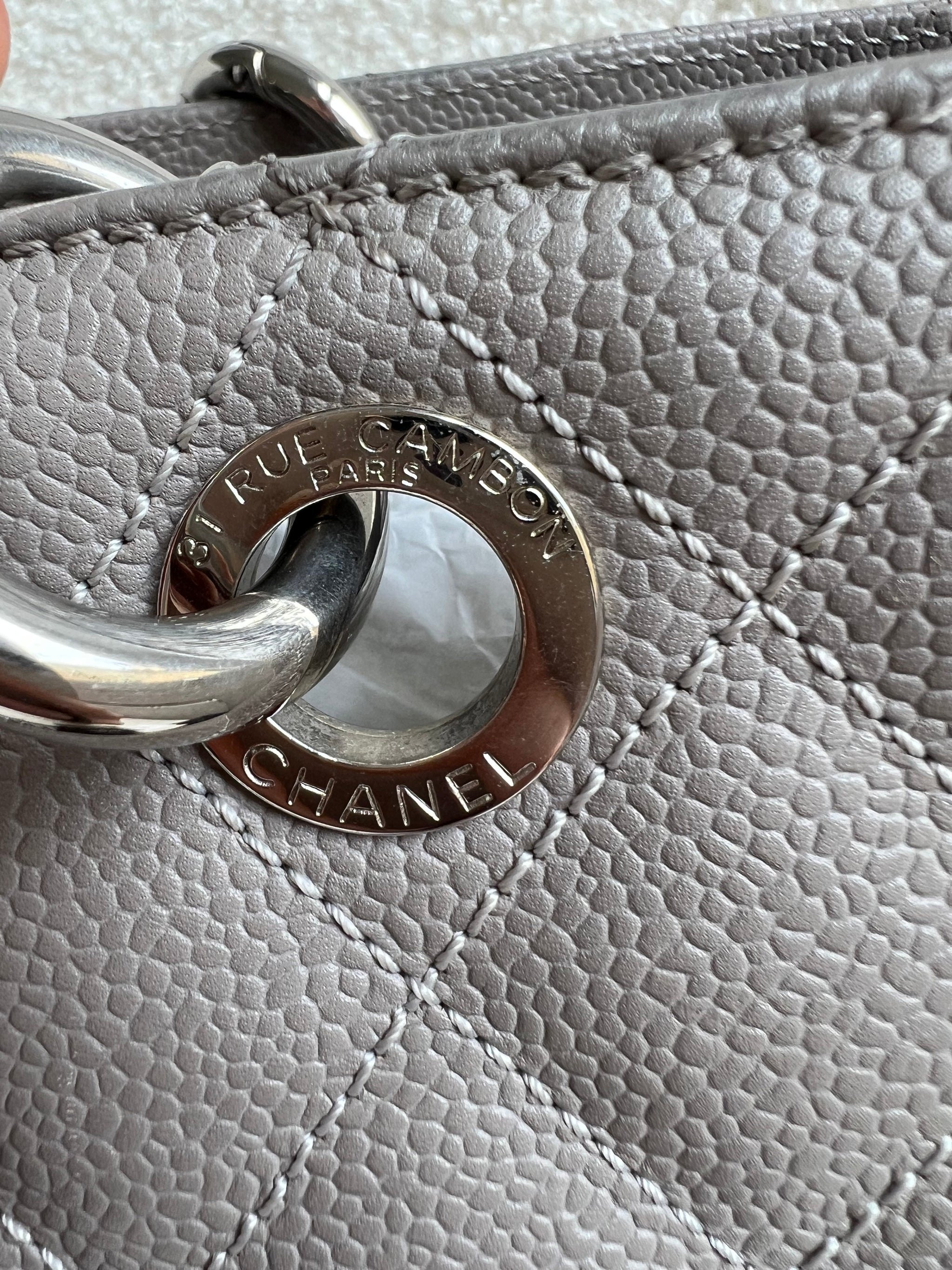 Chanel Grey Caviar Grand Shopper Tote (GST) Silver Hardware