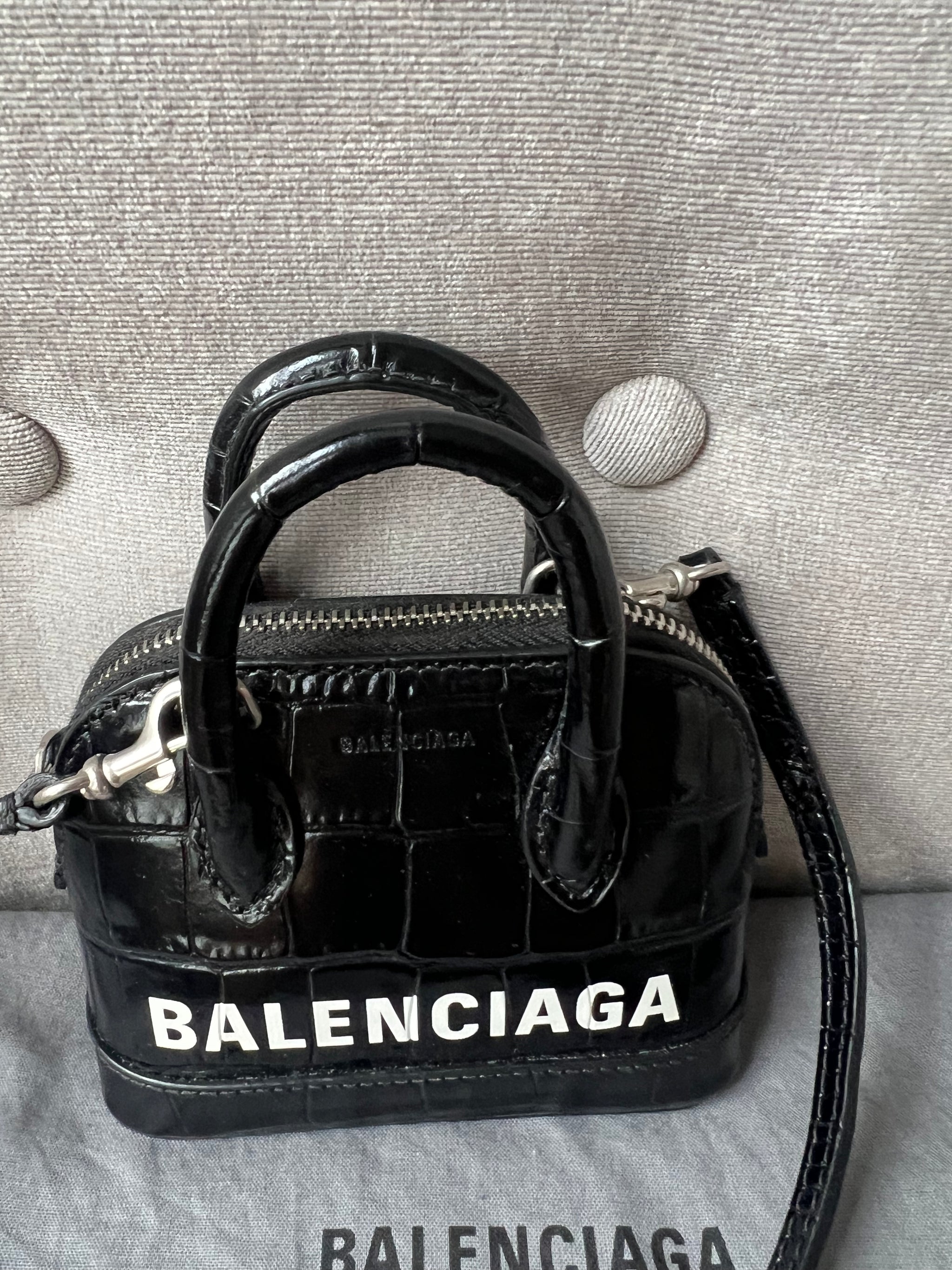 Balenciaga Black Croc Micro Ville Top Handle Bag – Addicted to