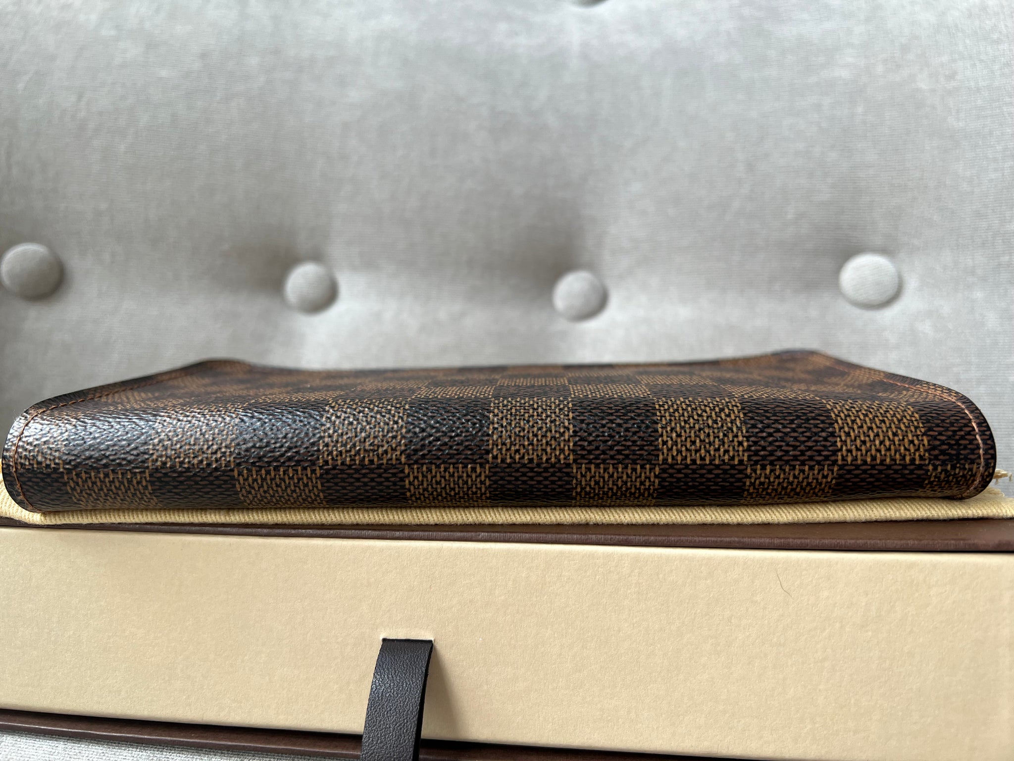 Louis Vuitton Zip Around Wallet in Damier Ebene and Brown