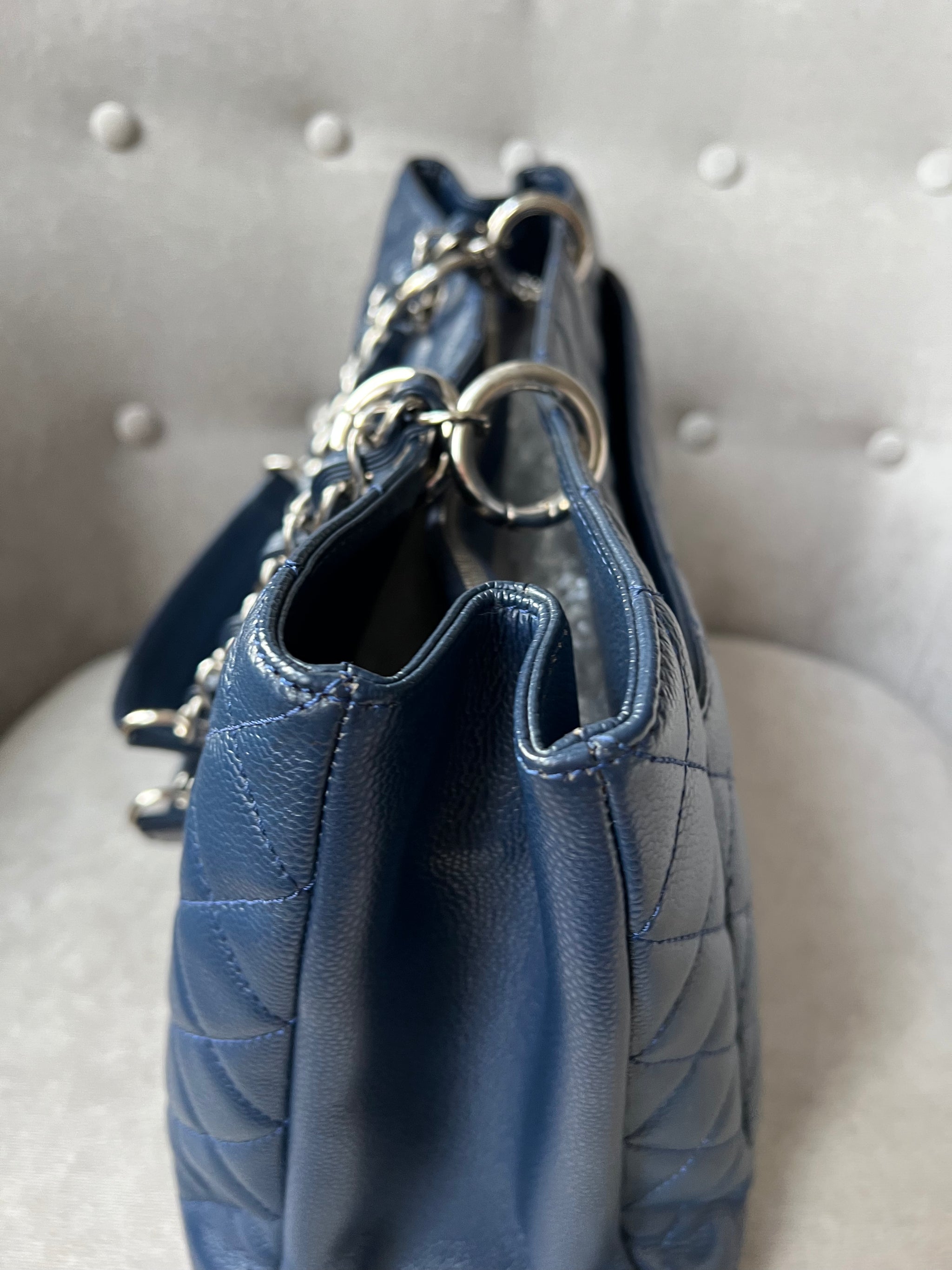 Chanel XL Dark Blue Caviar Grand Shopper Tote GST Addicted to Handbags