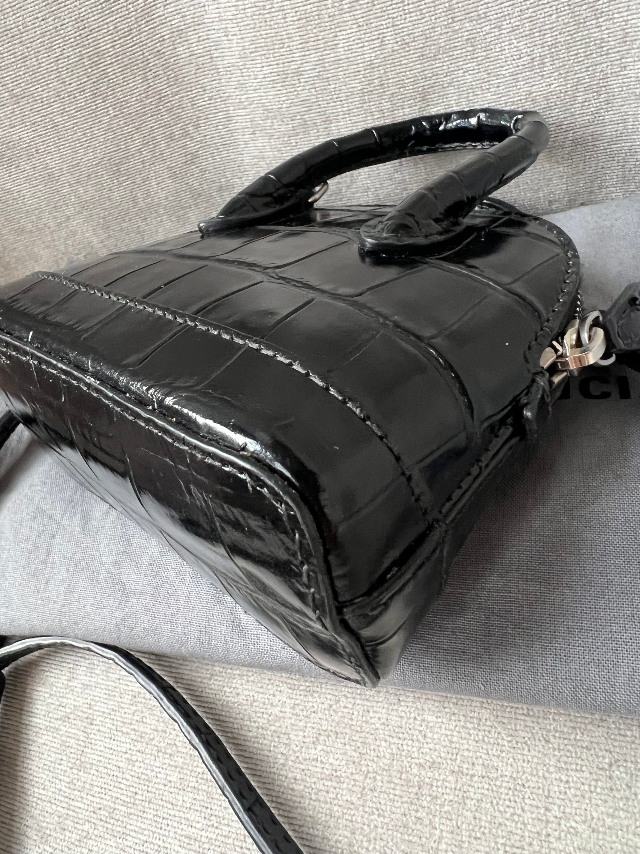 Balenciaga Black Croc Micro Ville Top Handle Bag – Addicted