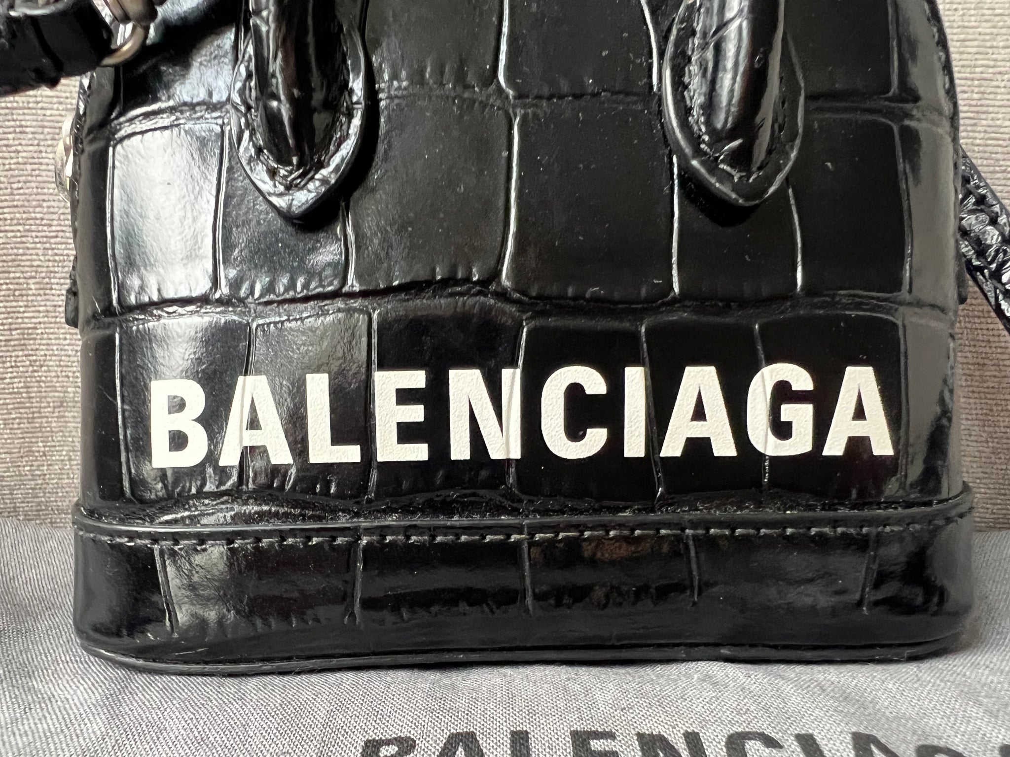 Balenciaga Black Croc Micro Ville Top Handle Bag – Addicted