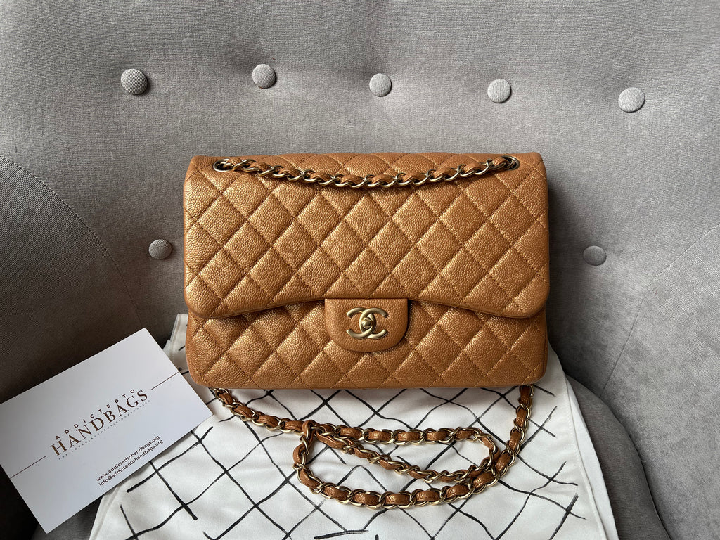 Chanel Medium Classic Double Flap Bag Caramel Lambskin Light Gold Hardware