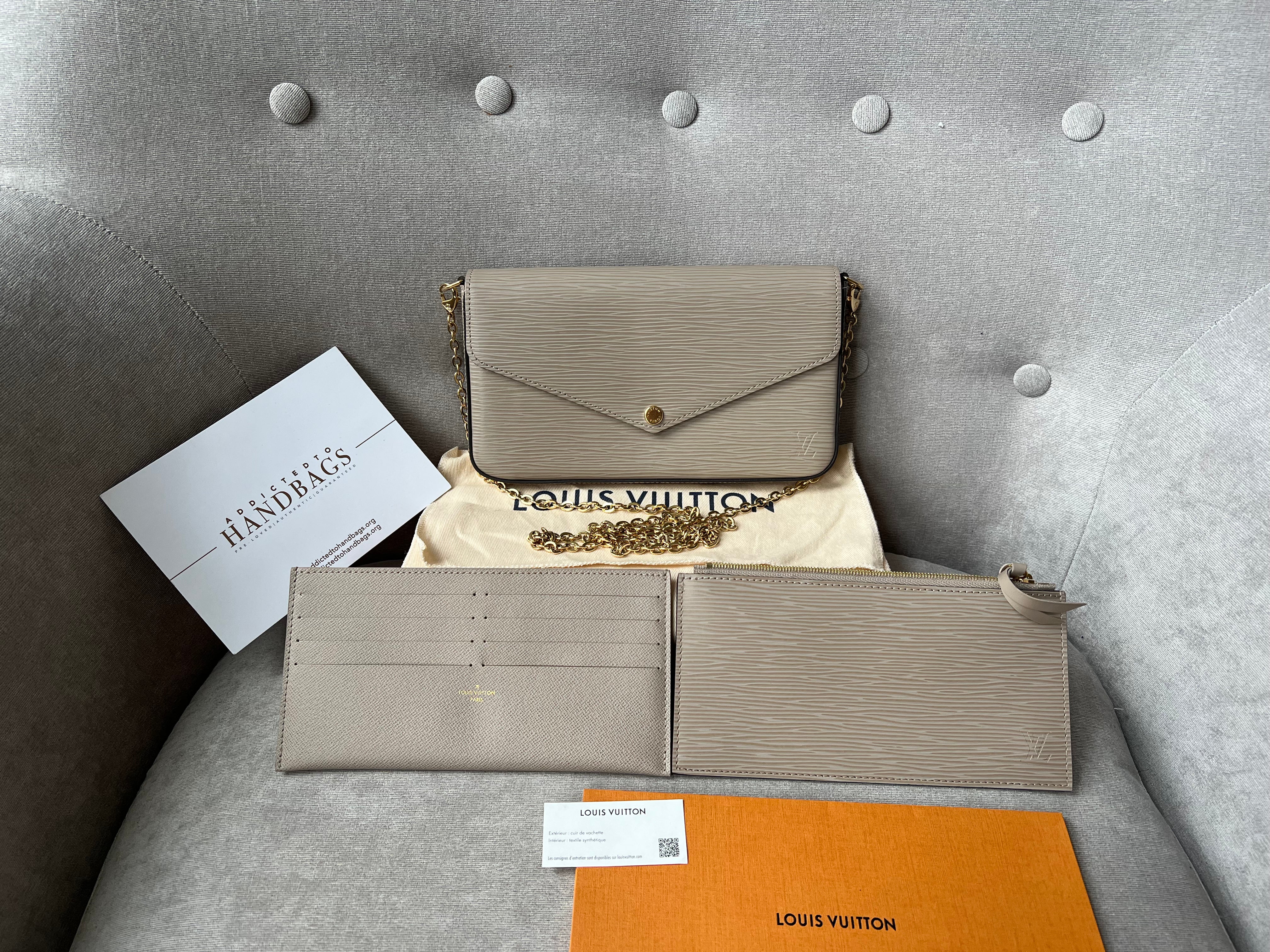 Pre-owned Louis Vuitton Pochette Felicie Card Holder Insert Beige
