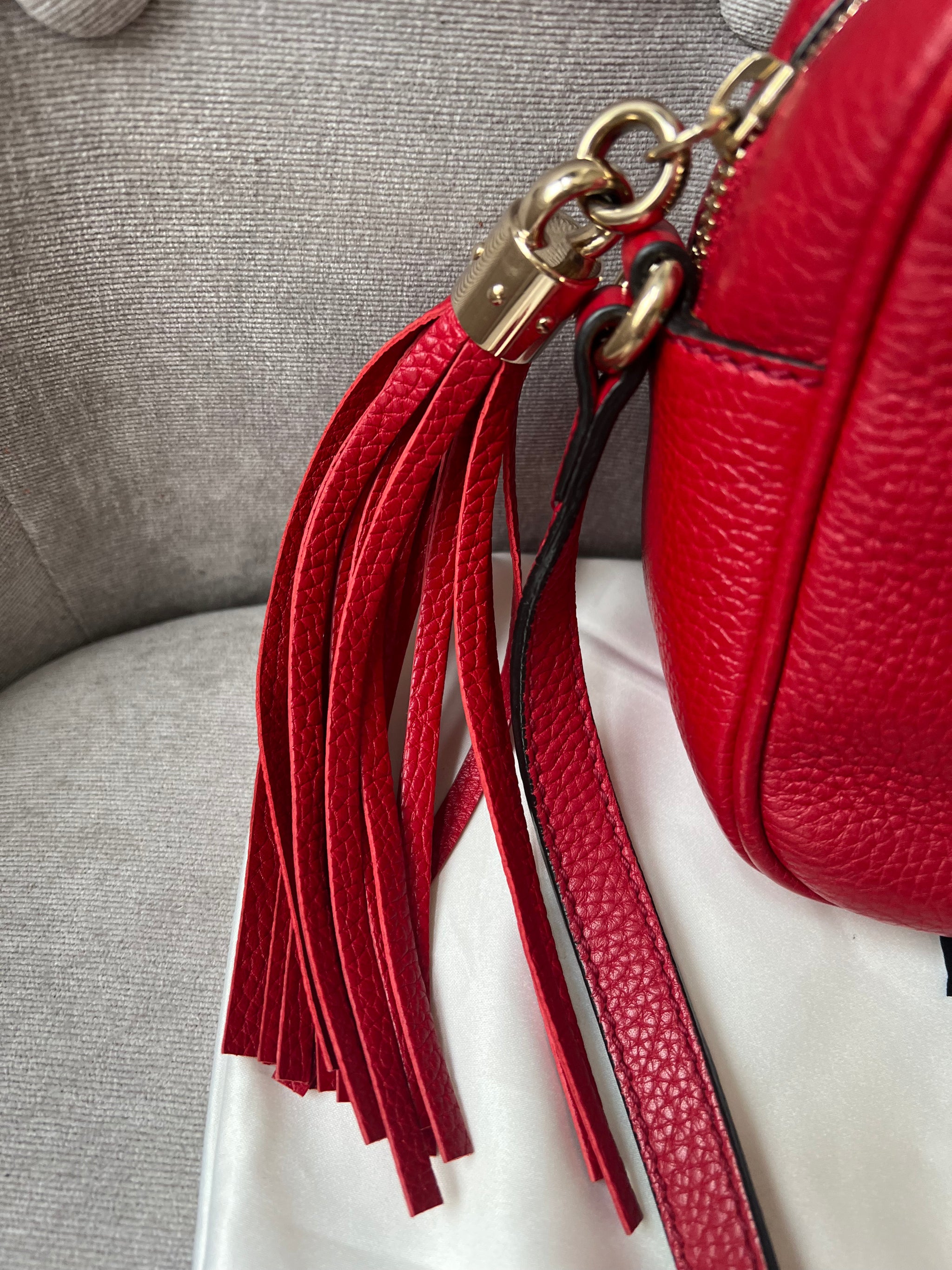 Soho small leather disco bag red sale