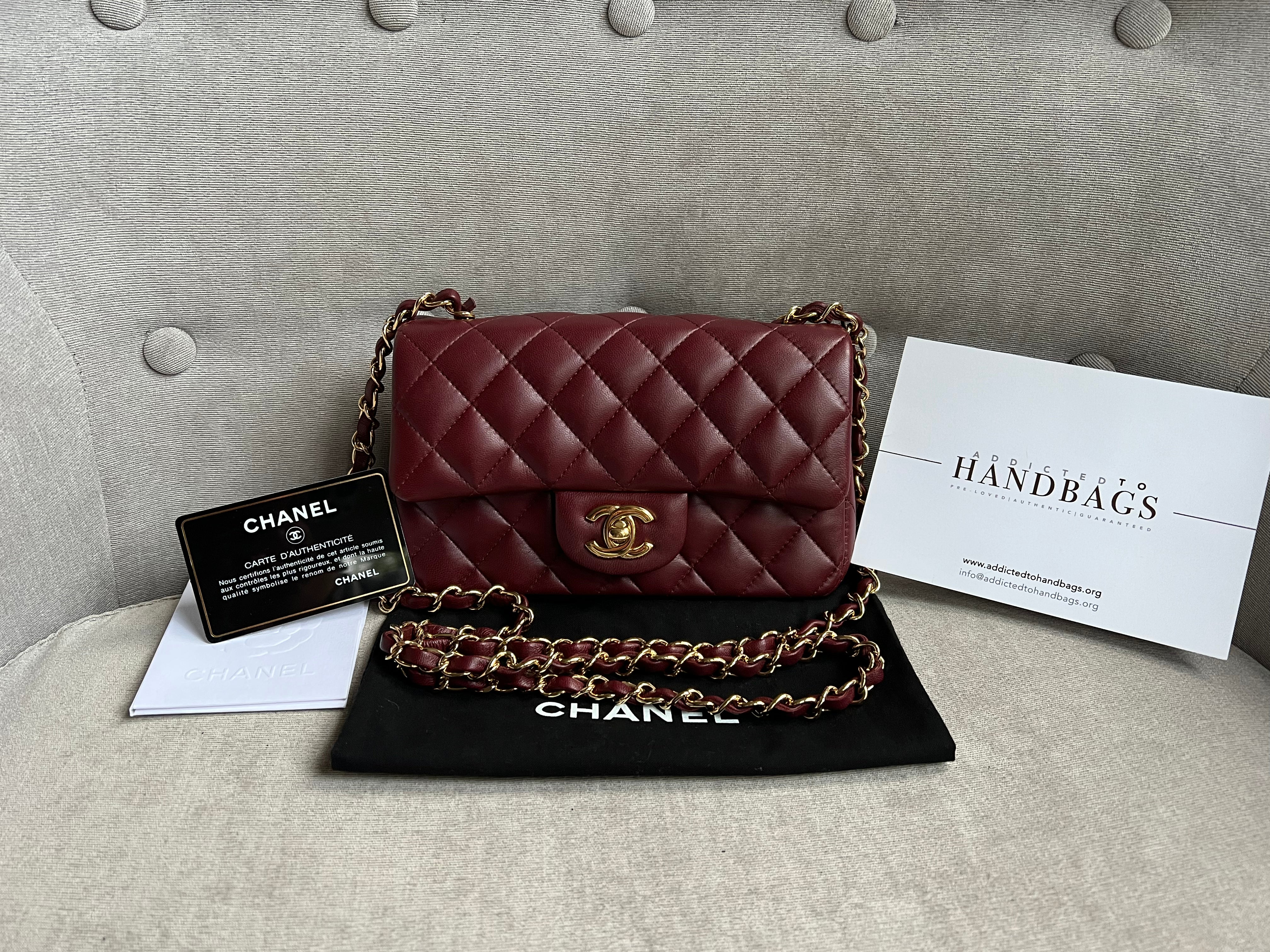 Chanel Mini Rectangular Classic Flap in Burgundy Lambskin (RRP £4,160)