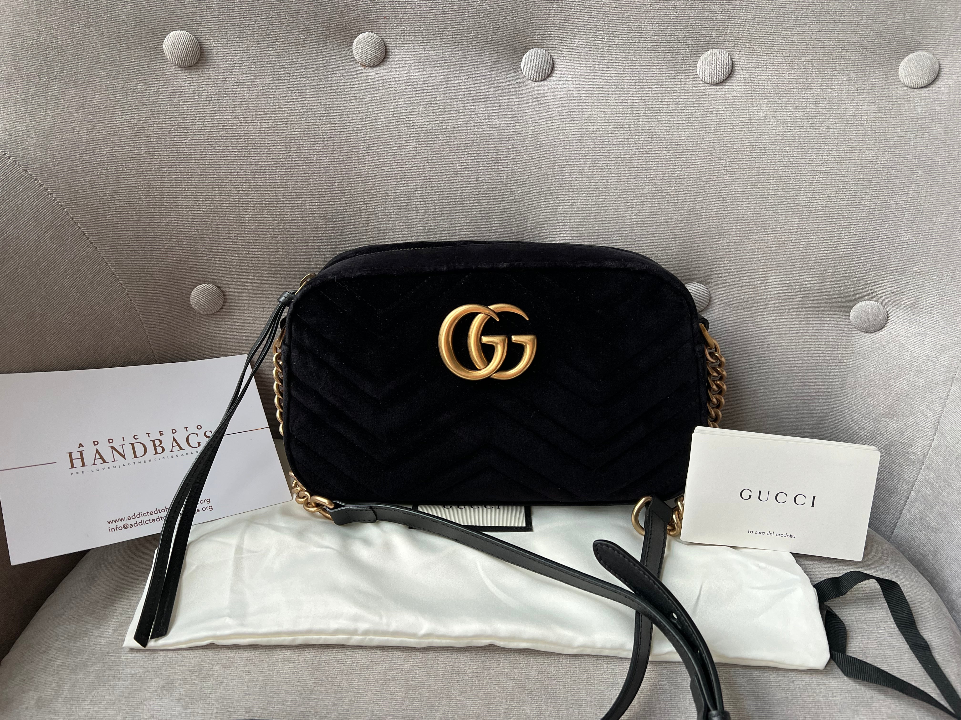 Gg marmont velvet 2025 small shoulder bag