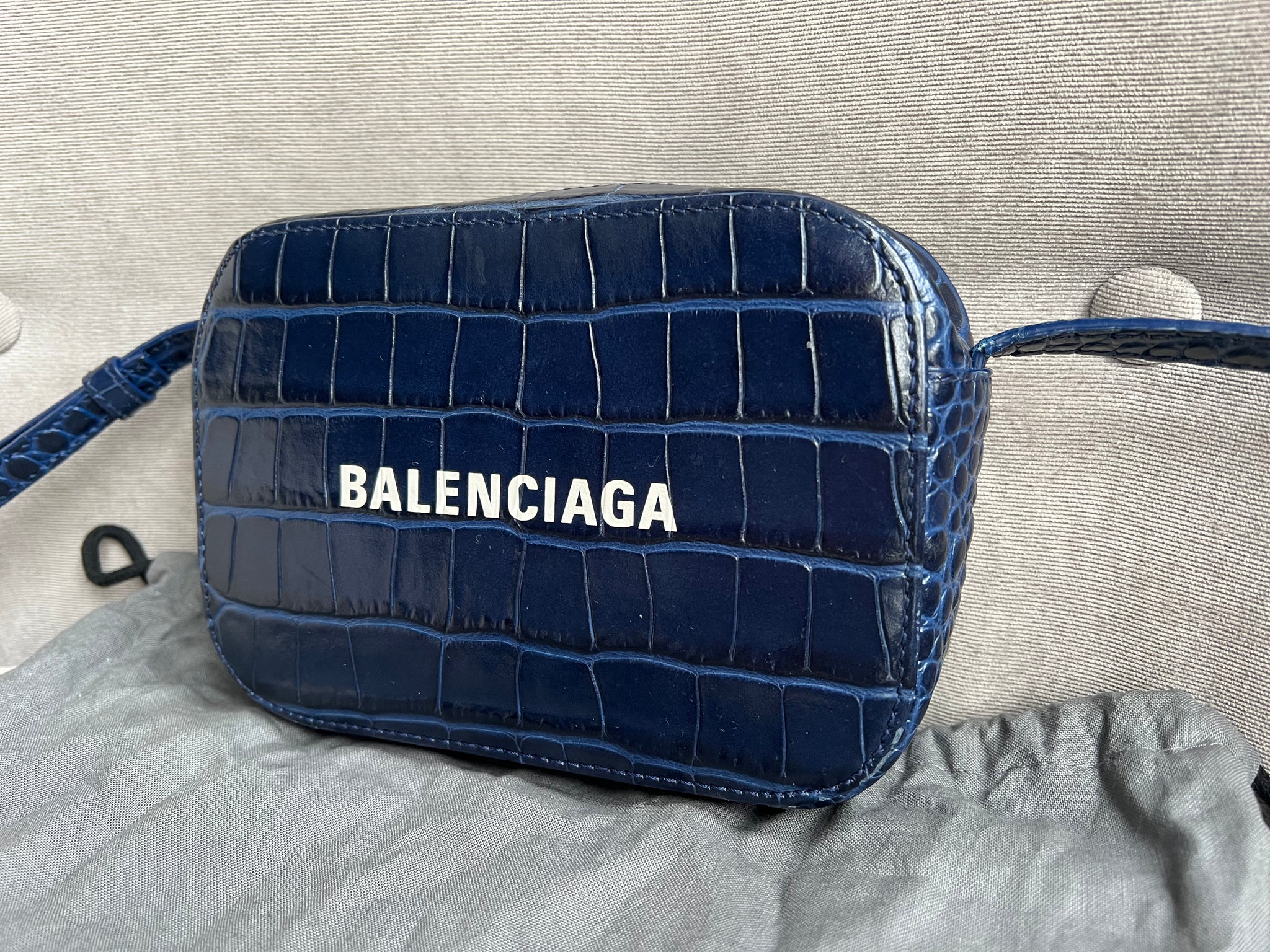 Balenciaga Blue Croc Everyday XS Camera Bag (RRP £695