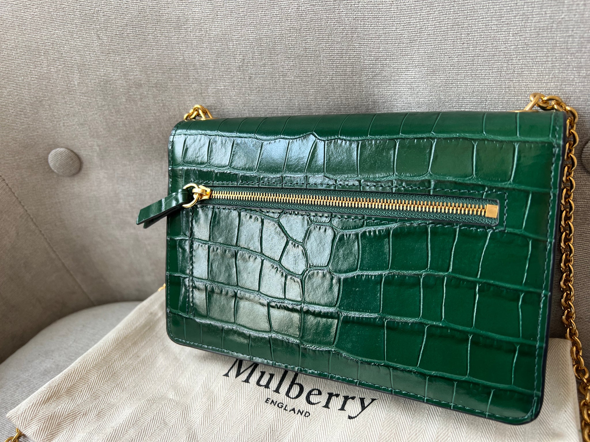 Mulberry Small Jungle Green Shiny Croc Darley Shoulder Bag RRP 685 Addicted to Handbags
