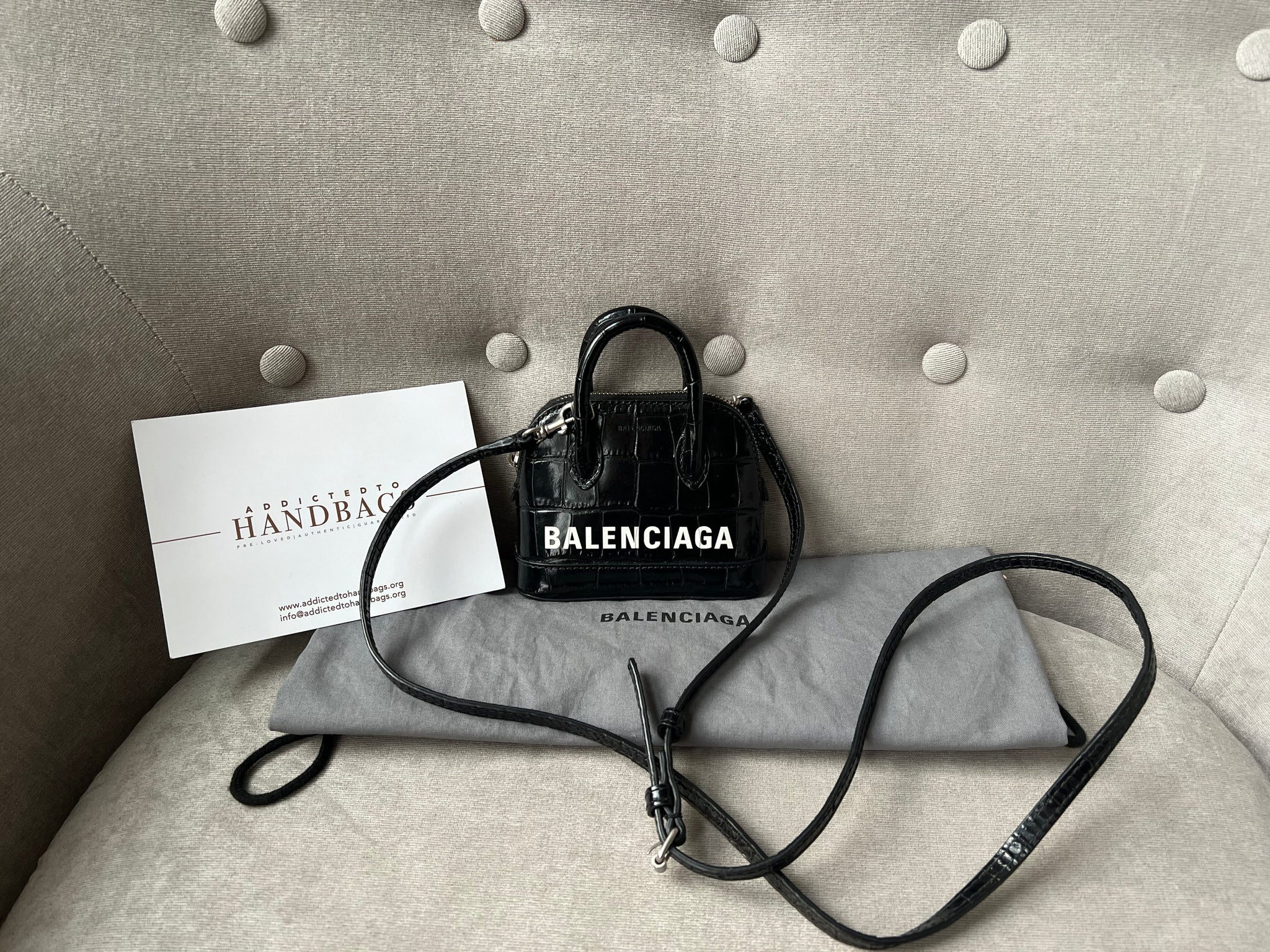 Balenciaga Black Croc Micro Ville Top Handle Bag – Addicted to